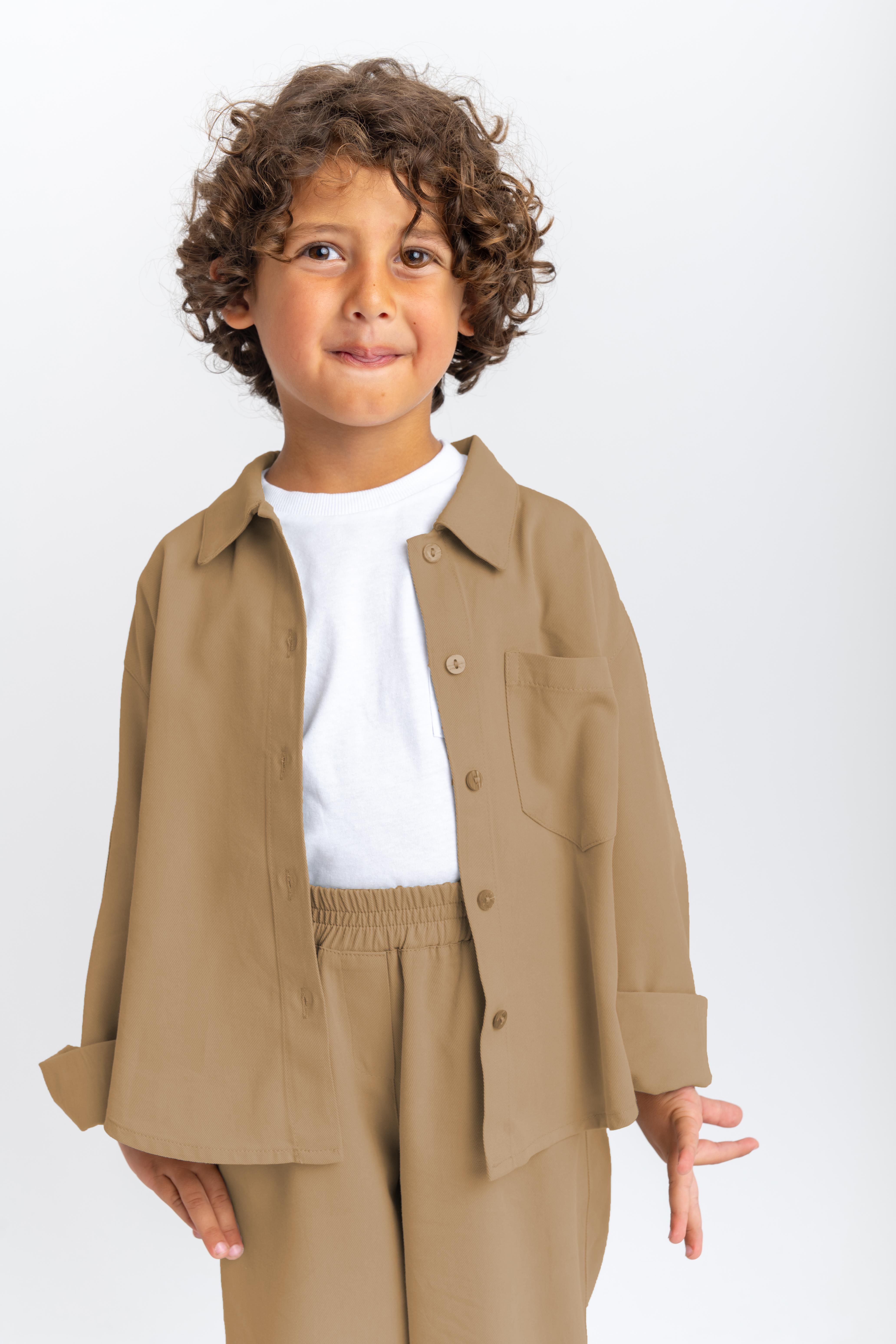 CigitBalon Pantolon Gömlek Takım 2-7 Yaş CAMEL