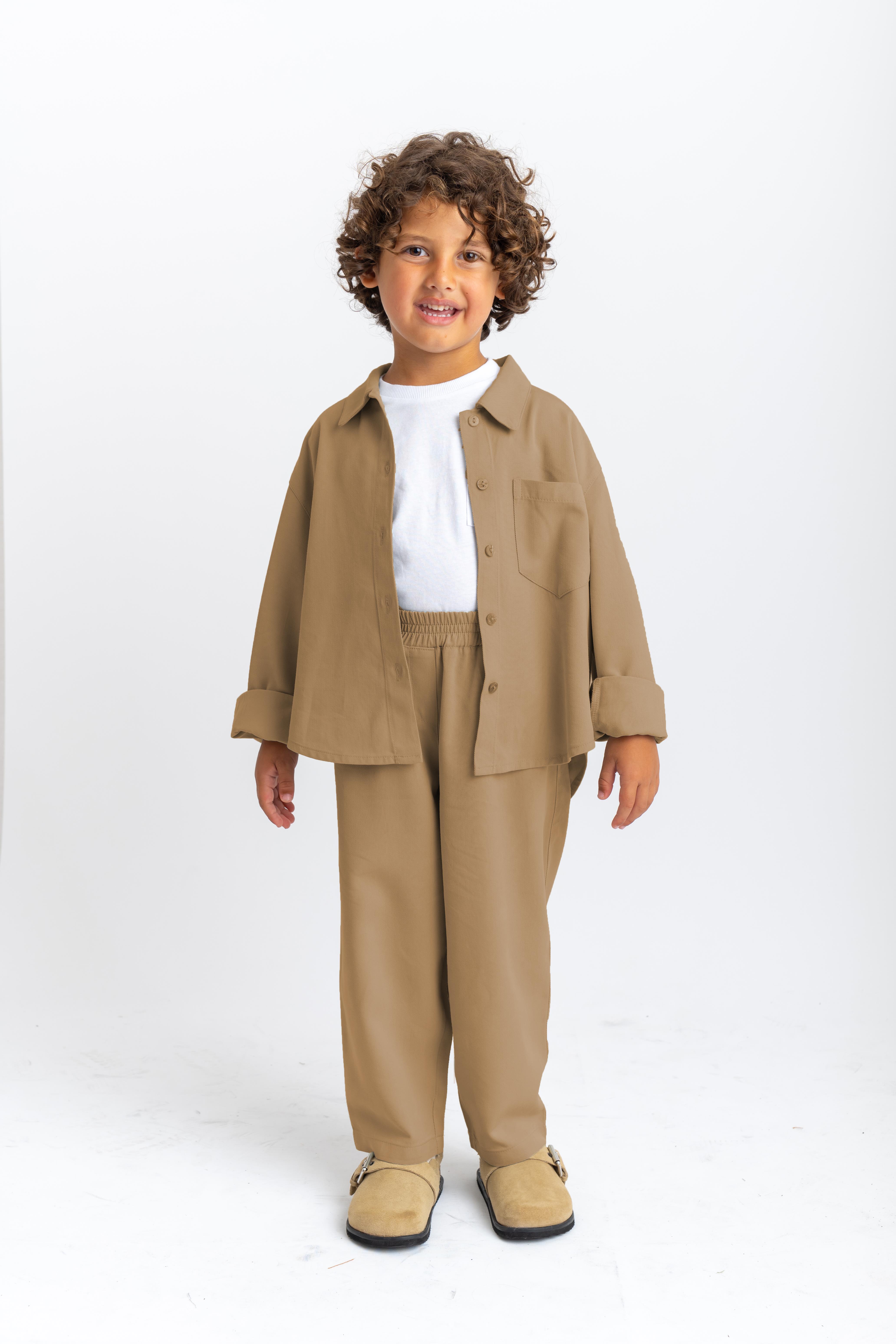 CigitBalon Pantolon Gömlek Takım 2-7 Yaş CAMEL