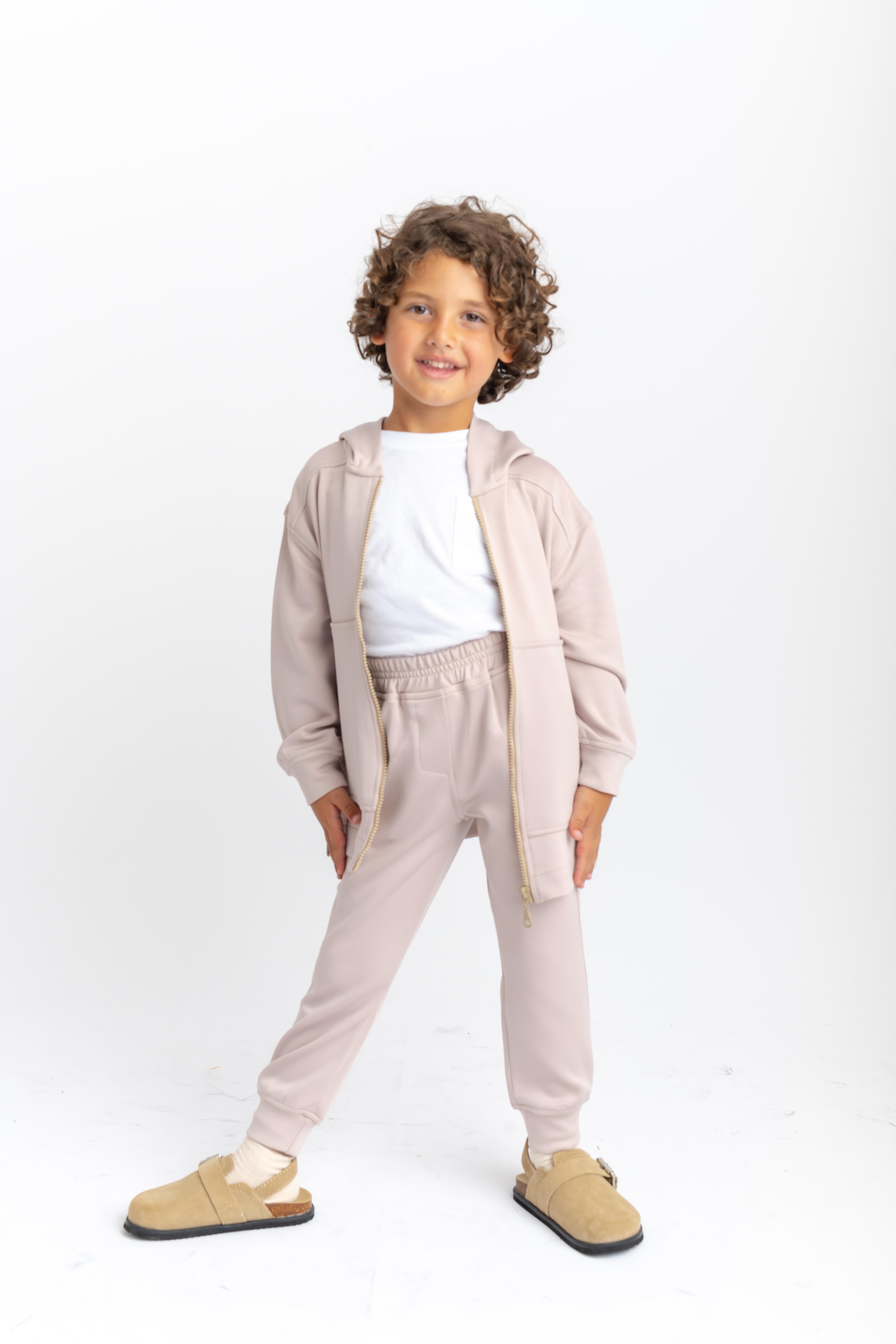 CigitFermuarlı Kanguru Cepli Takım 2-7 Yaş BEJ