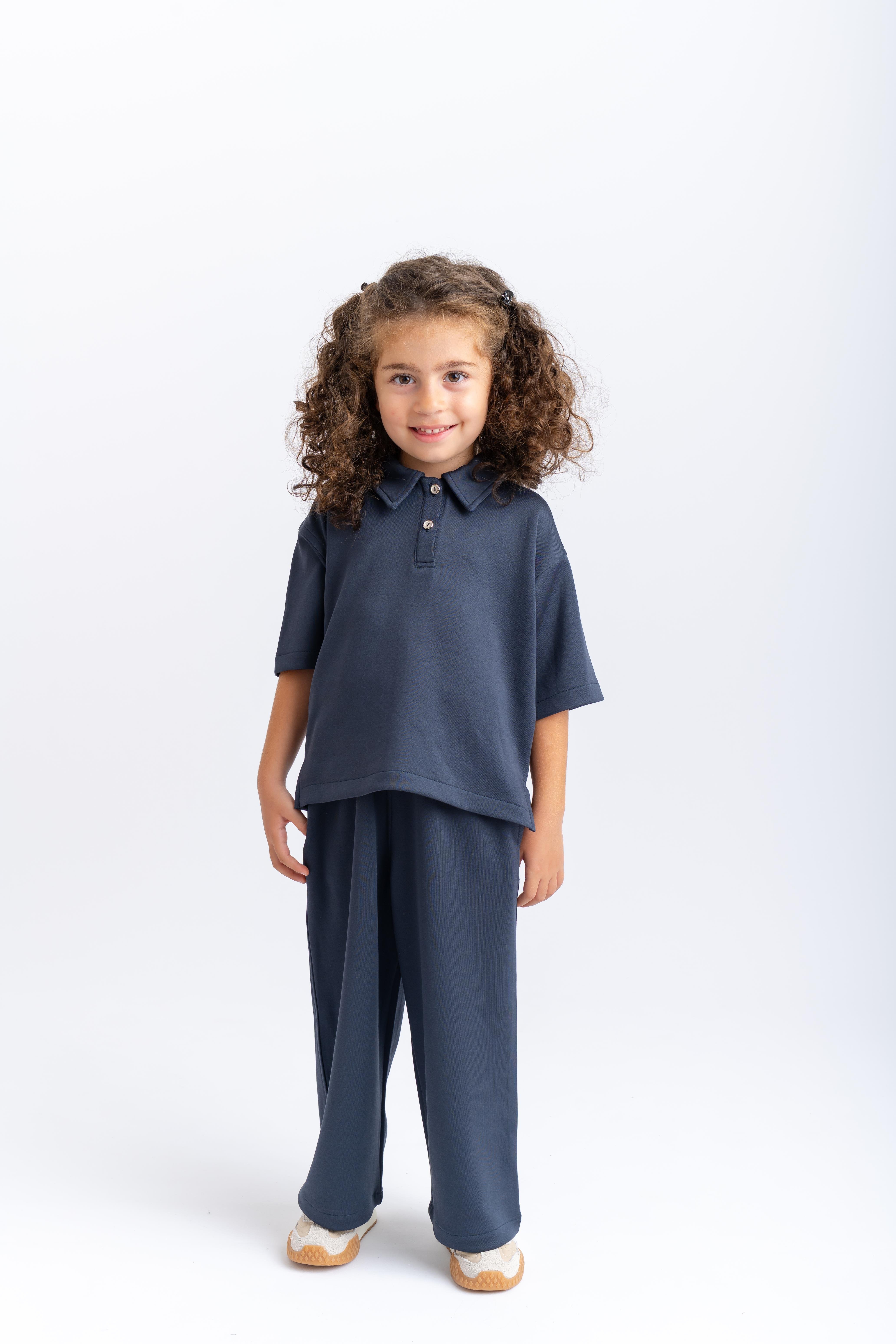 CigitPolo Yaka Bol Paçalı Takım 2-7 Yaş LACİVERT