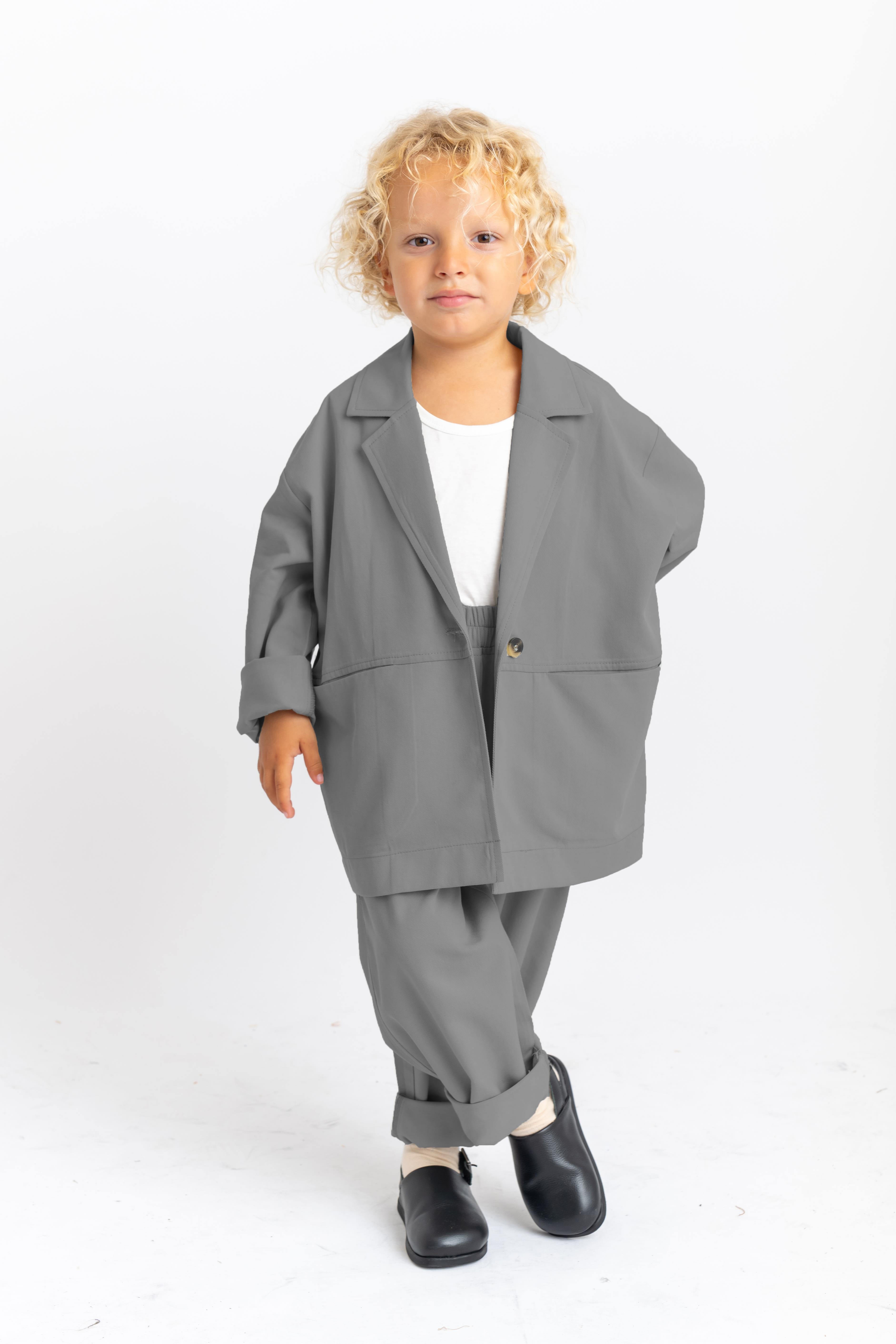 CigitCeketli Tencel Takım 2-7 Yaş GRİ