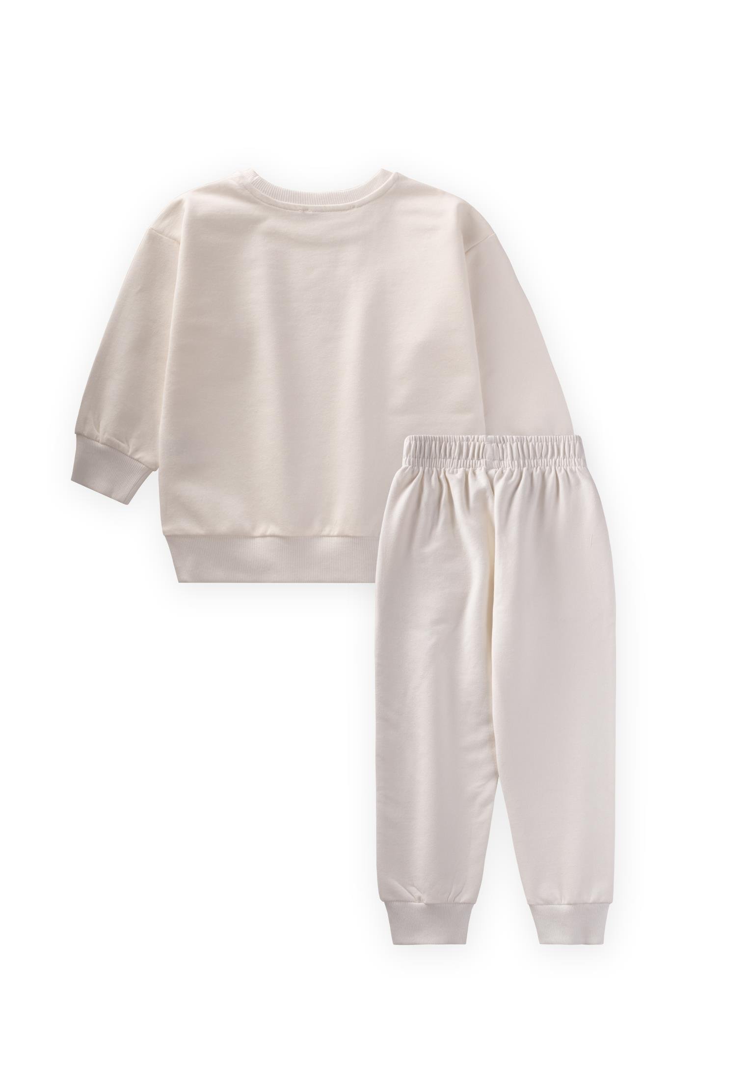 CigitDüşük Kol Baskılı Eşofman Takım 2-7 Yaş EKRU