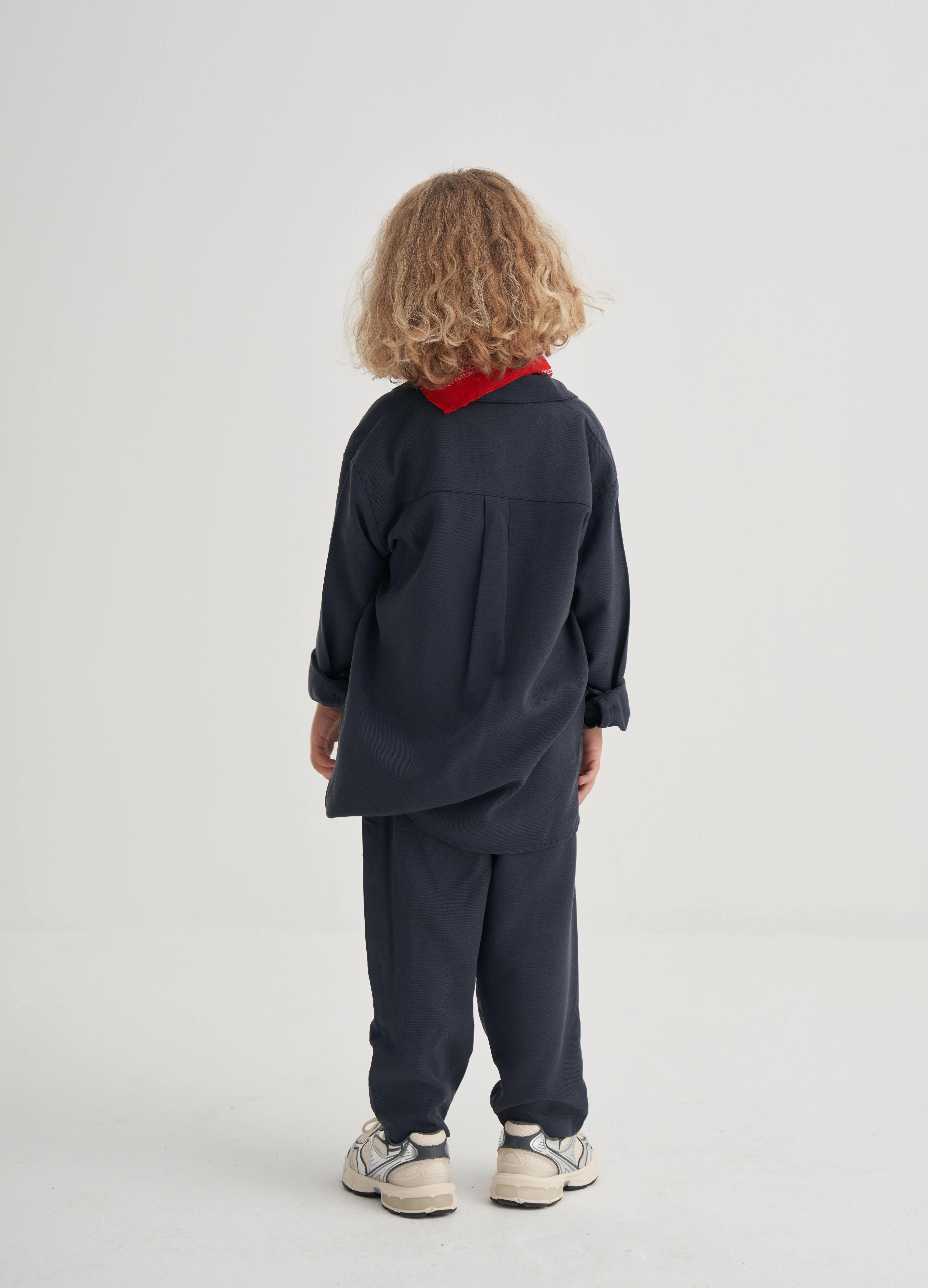 CigitGömlekli Tencel Takım 2-7 Yaş LACİVERT