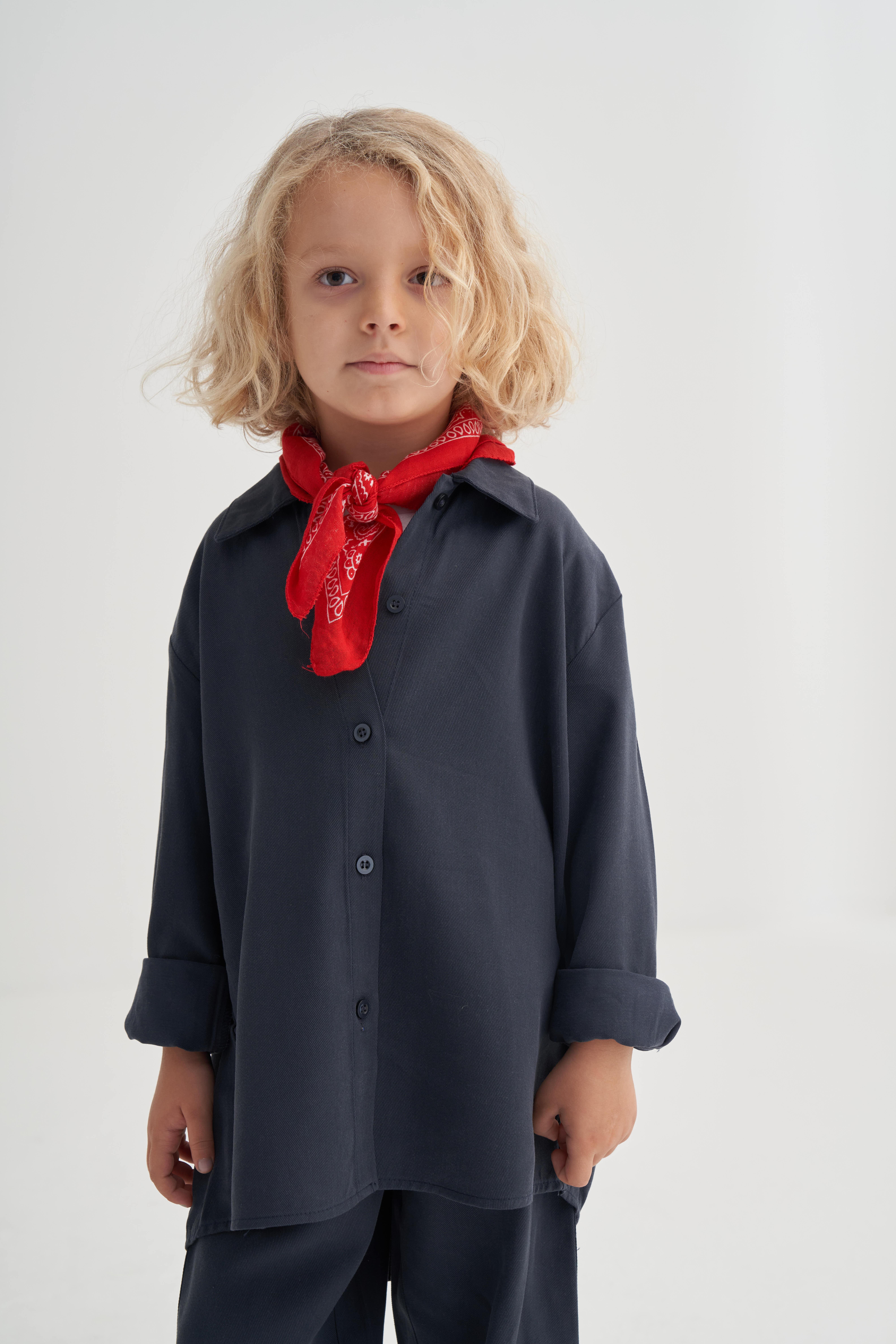 CigitGömlekli Tencel Takım 2-7 Yaş LACİVERT