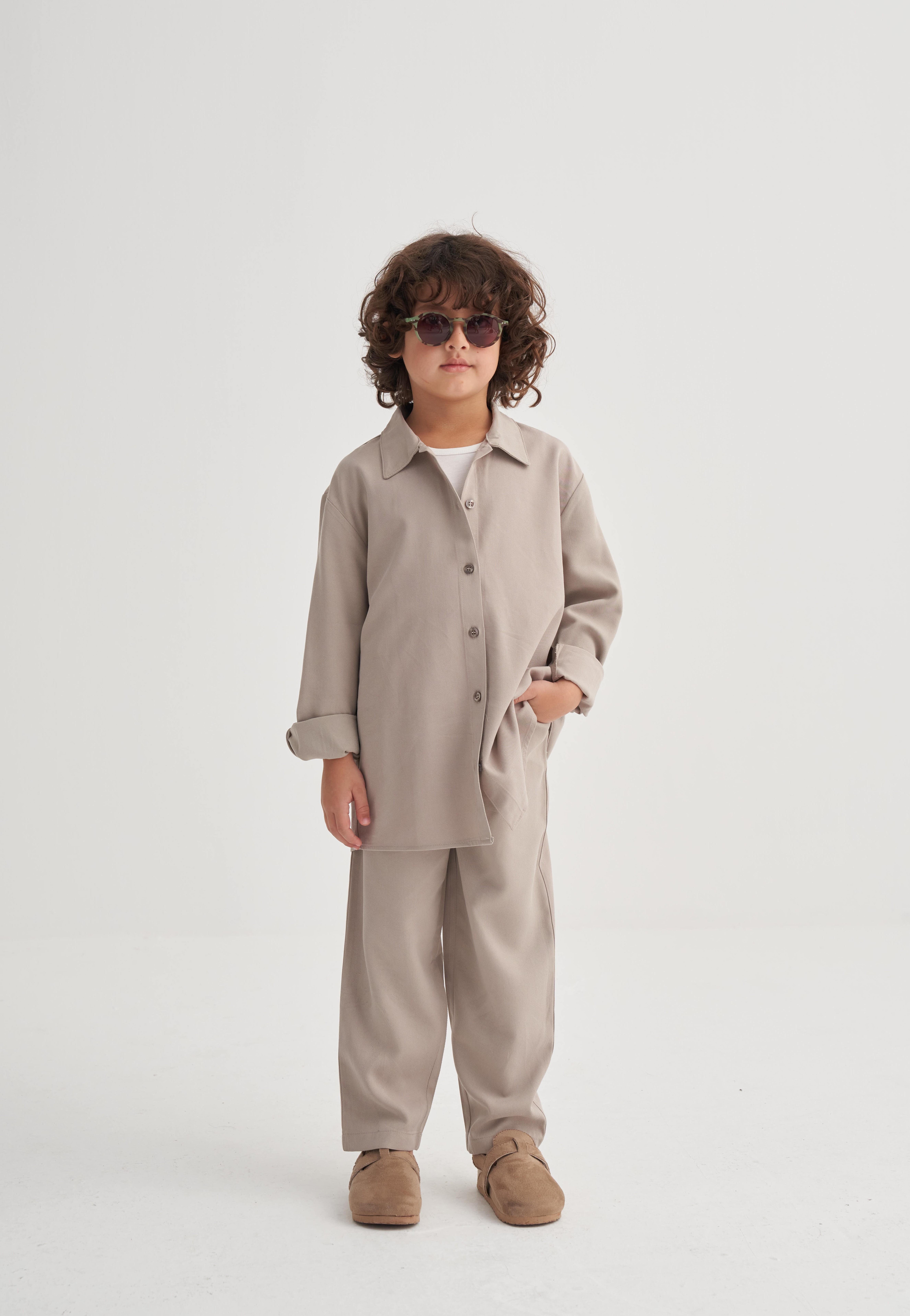 CigitGömlekli Tencel Takım 2-7 Yaş BEJ