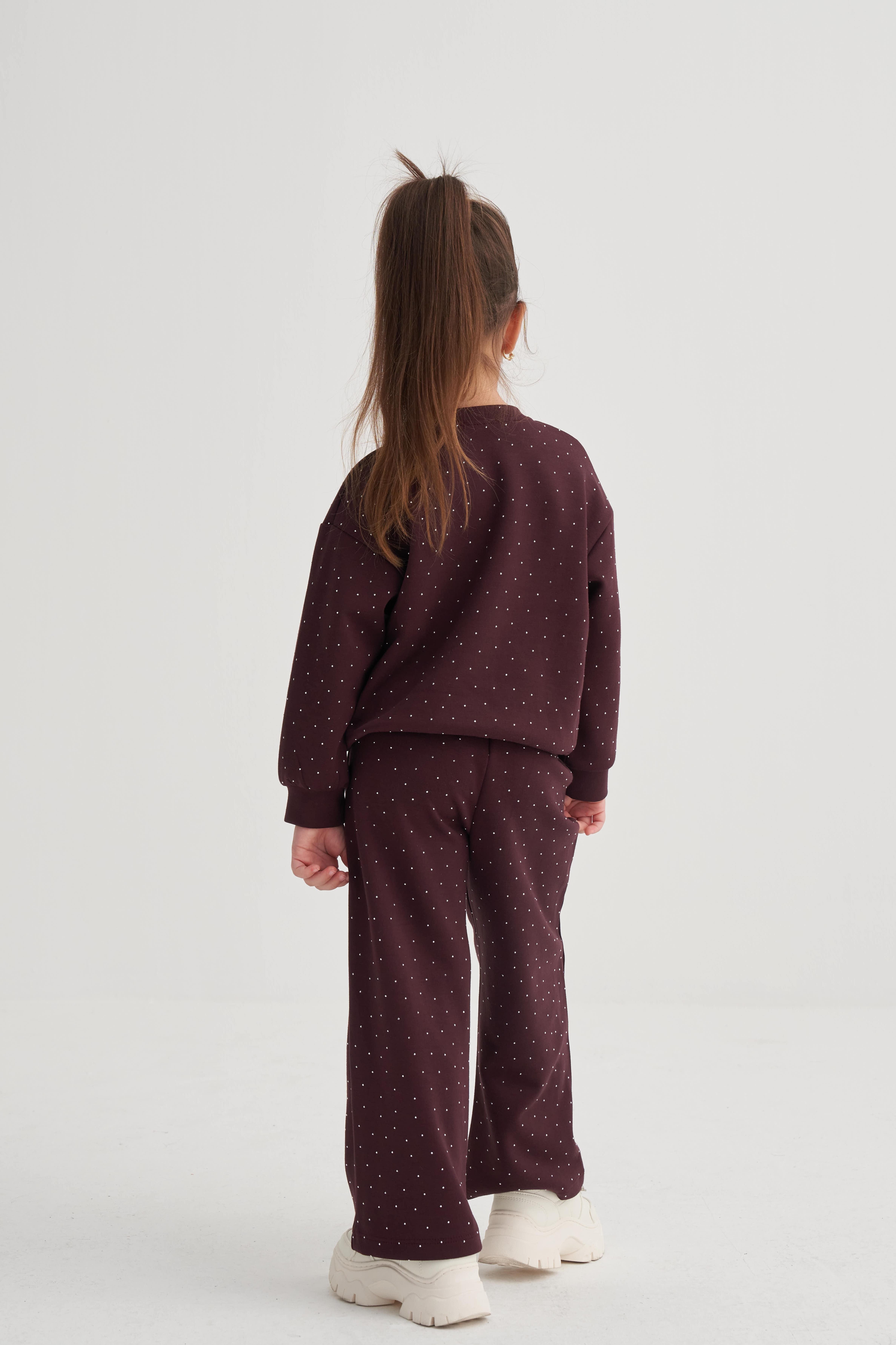 CigitKomple Taşlı Modal Takım 3-8 Yaş BORDO