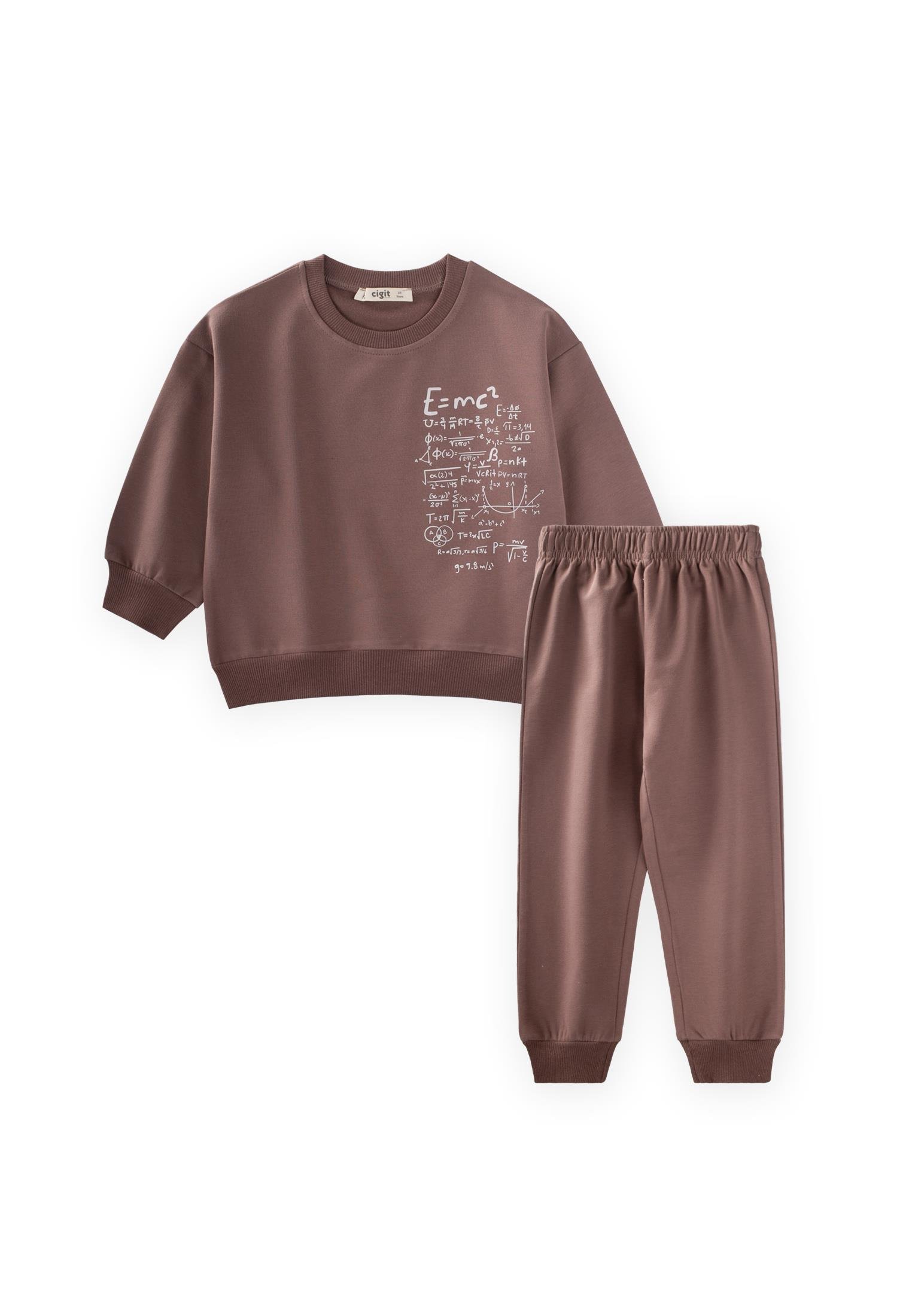 Cigitİşlem Baskılı Eşofman Takım 2-7 Yaş SÜTLÜ KAHVE