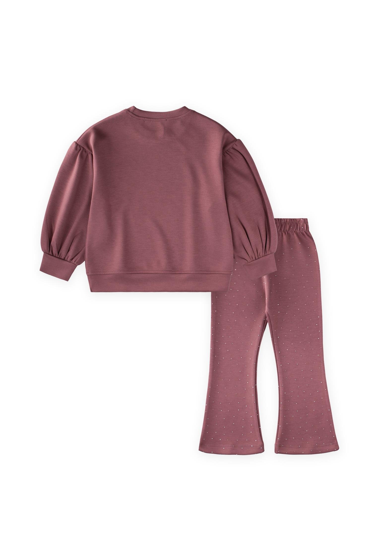 CigitFiyonk Taşlı İspanyol Paça Modal Takım 3-8 Yaş GÜL KURUSU