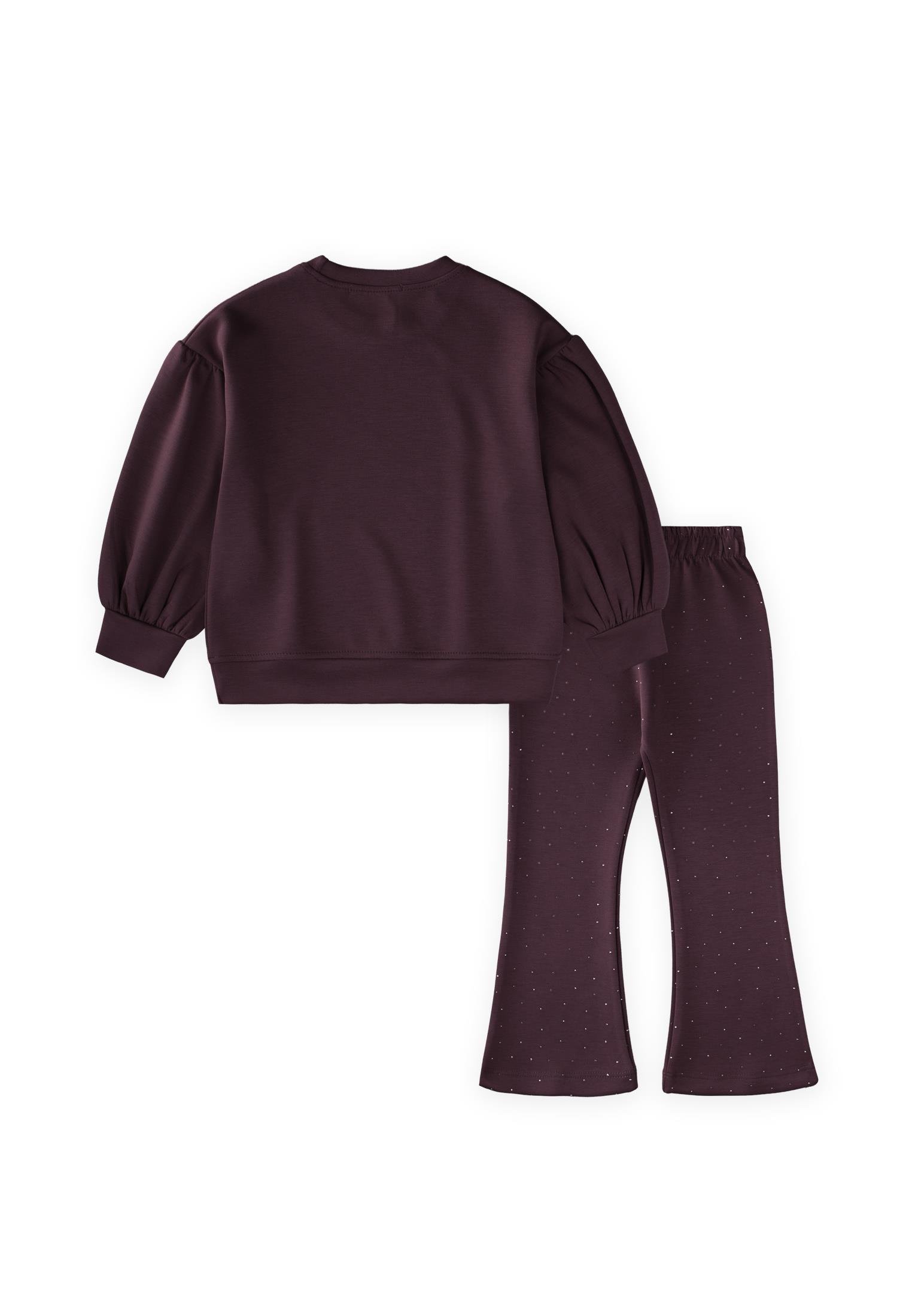 CigitFiyonk Taşlı İspanyol Paça Modal Takım 3-8 Yaş BORDO