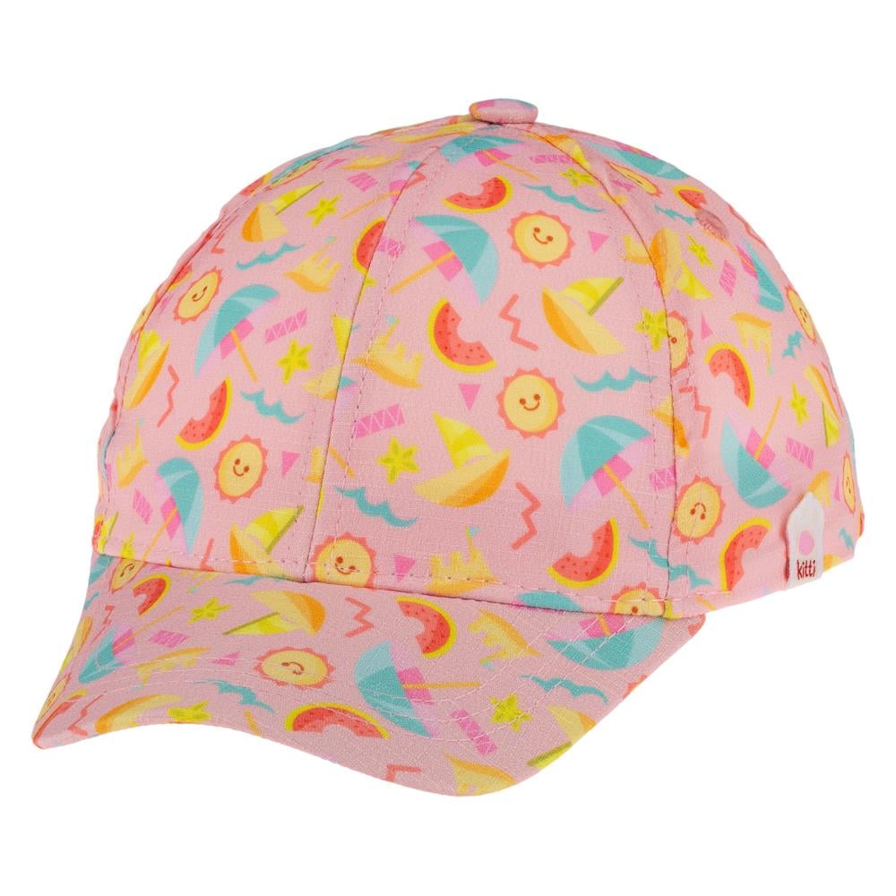 CigitGüneş Şemsiye Baskılı Kız Şapka 1-3 Yaş PEMBE