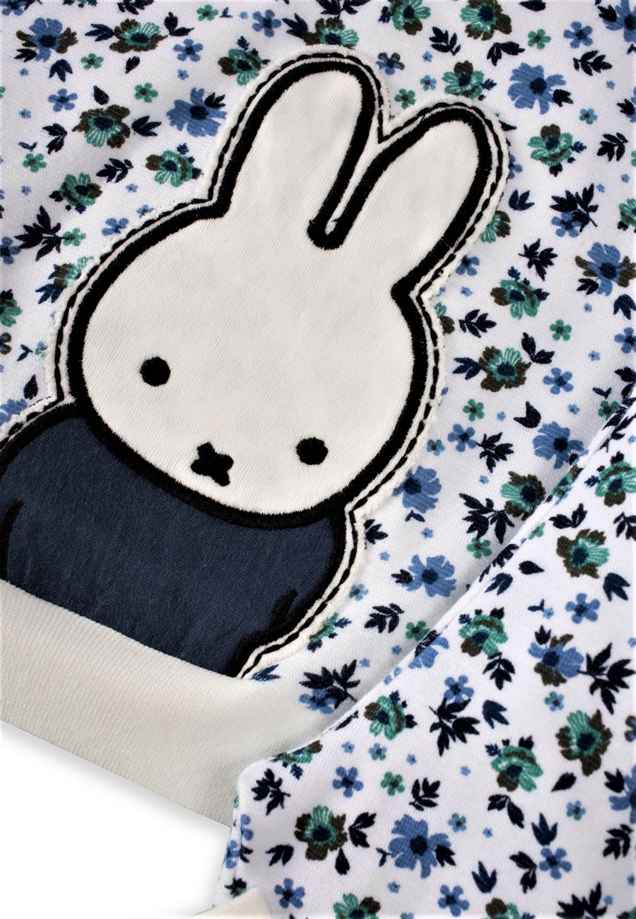 50197-928CigitTavşan Aplikeli Çıtır Desenli Pijama Takıımı 3-8 Yaş Ekru Çiçekli