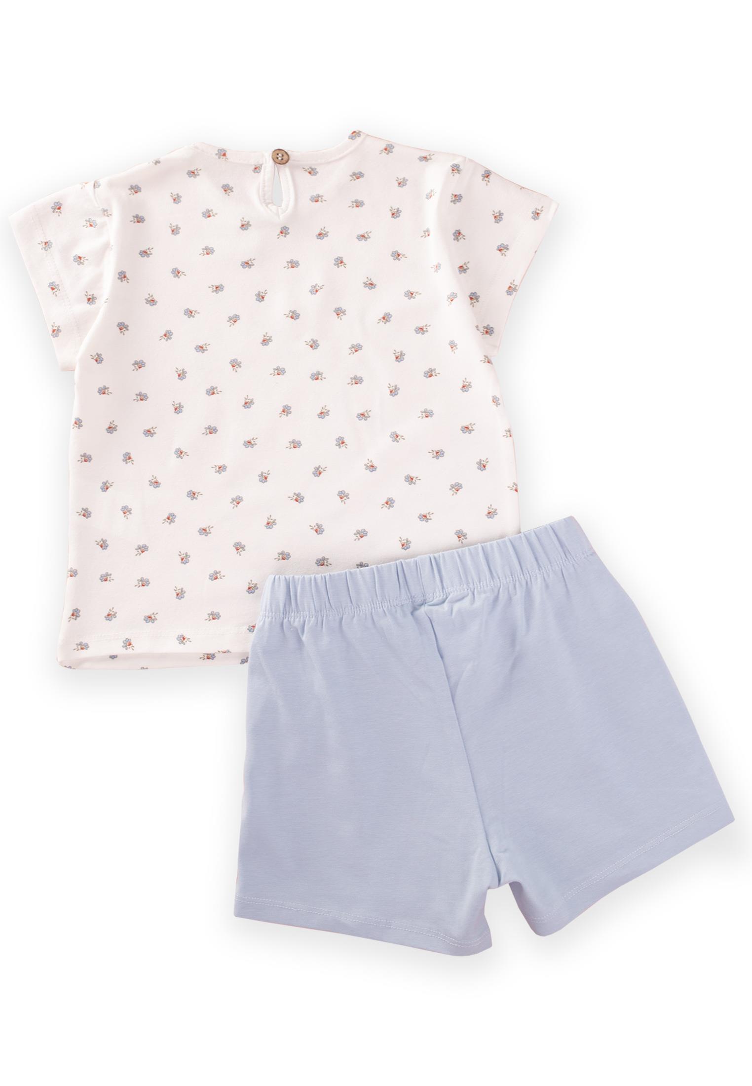 CigitDesenli Kısa Kol Kız Pijama Takım 2-8 Yaş EKRU