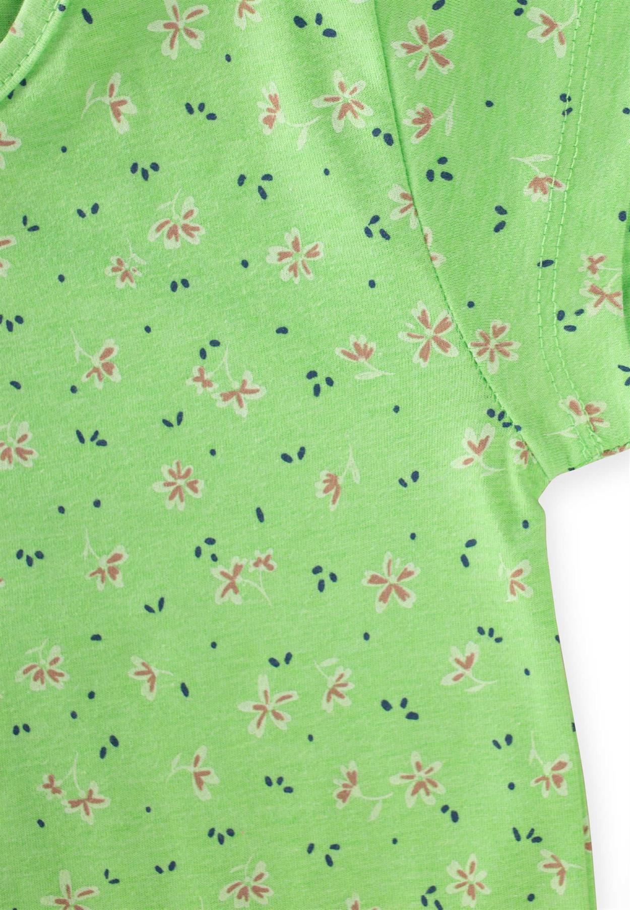 CigitDesenli Kısa Kol Kız Pijama Takım 2-8 Yaş YEŞİL