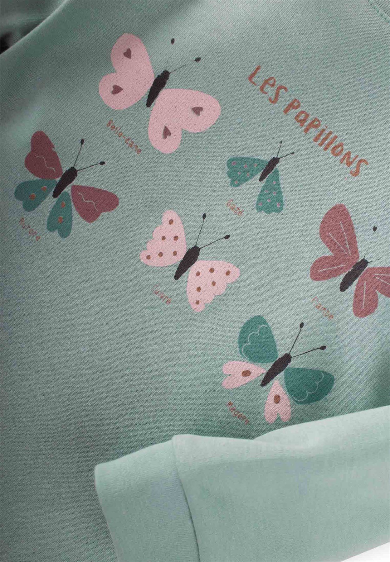 50257 - 5008CigitKelebek Baskılı Pijama Takım 3-9 Yaş MİNT YEŞİLİ