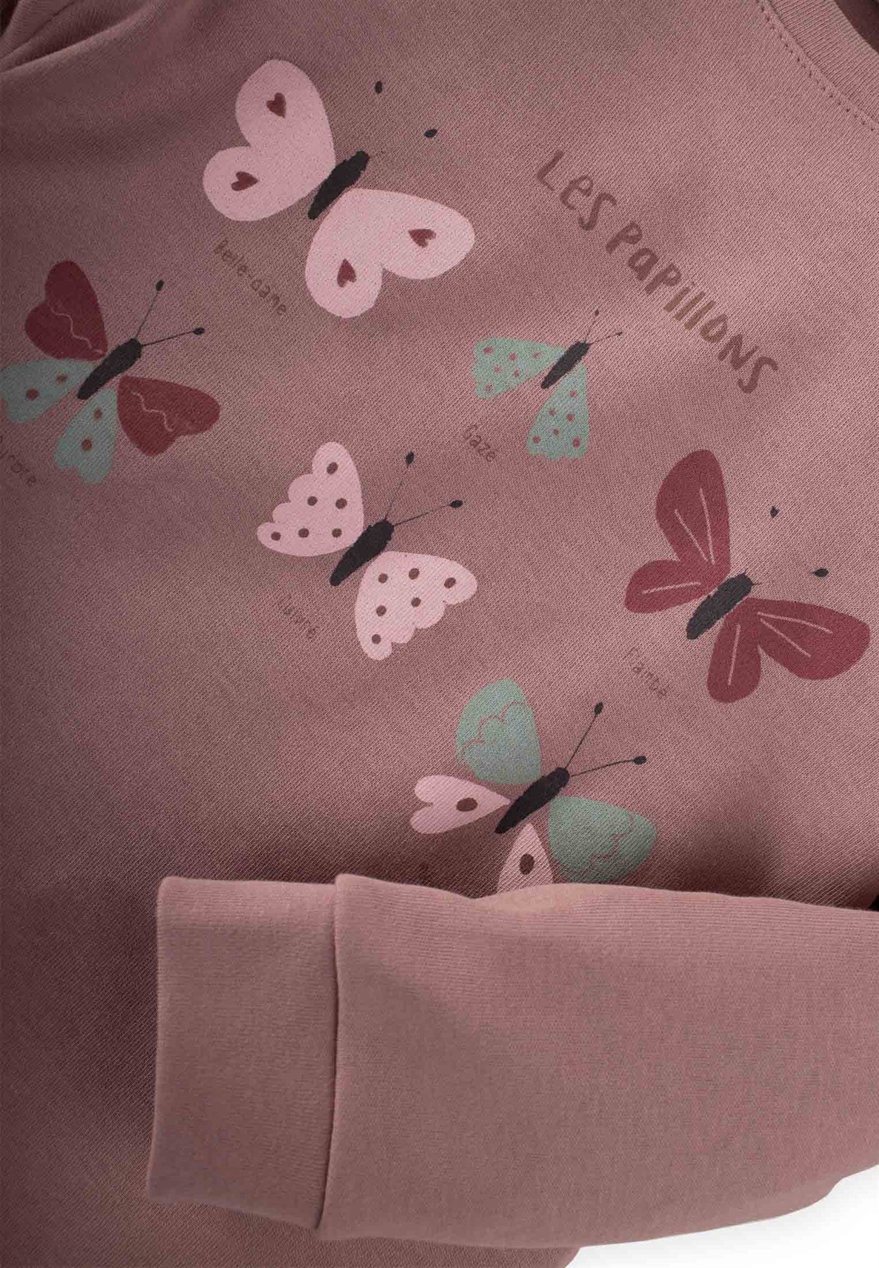 50257 - 5023CigitKelebek Baskılı Pijama Takım 3-9 Yaş BAKIR