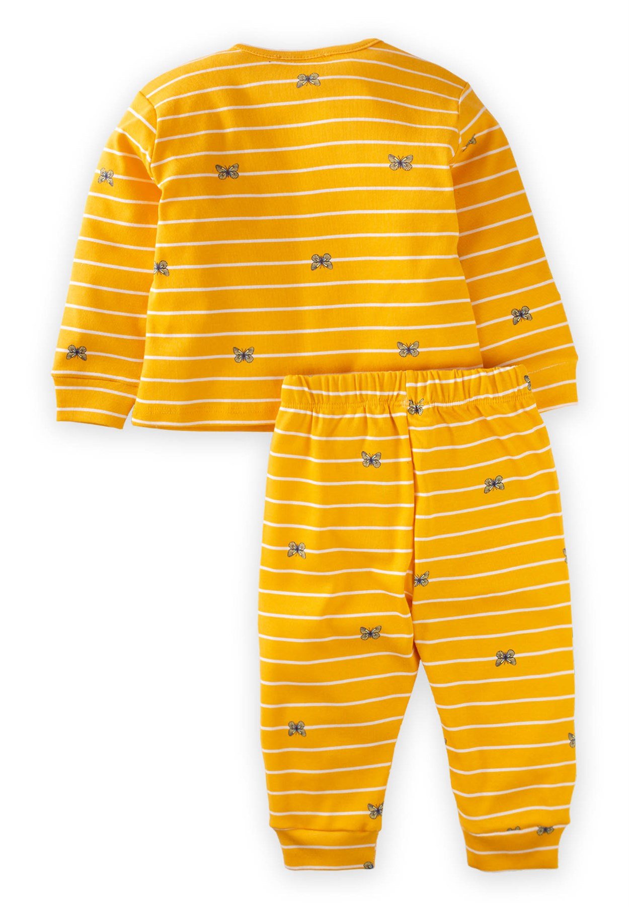 CigitDesenli Çizgili Pijama Takım 1-7 Yaş SARI