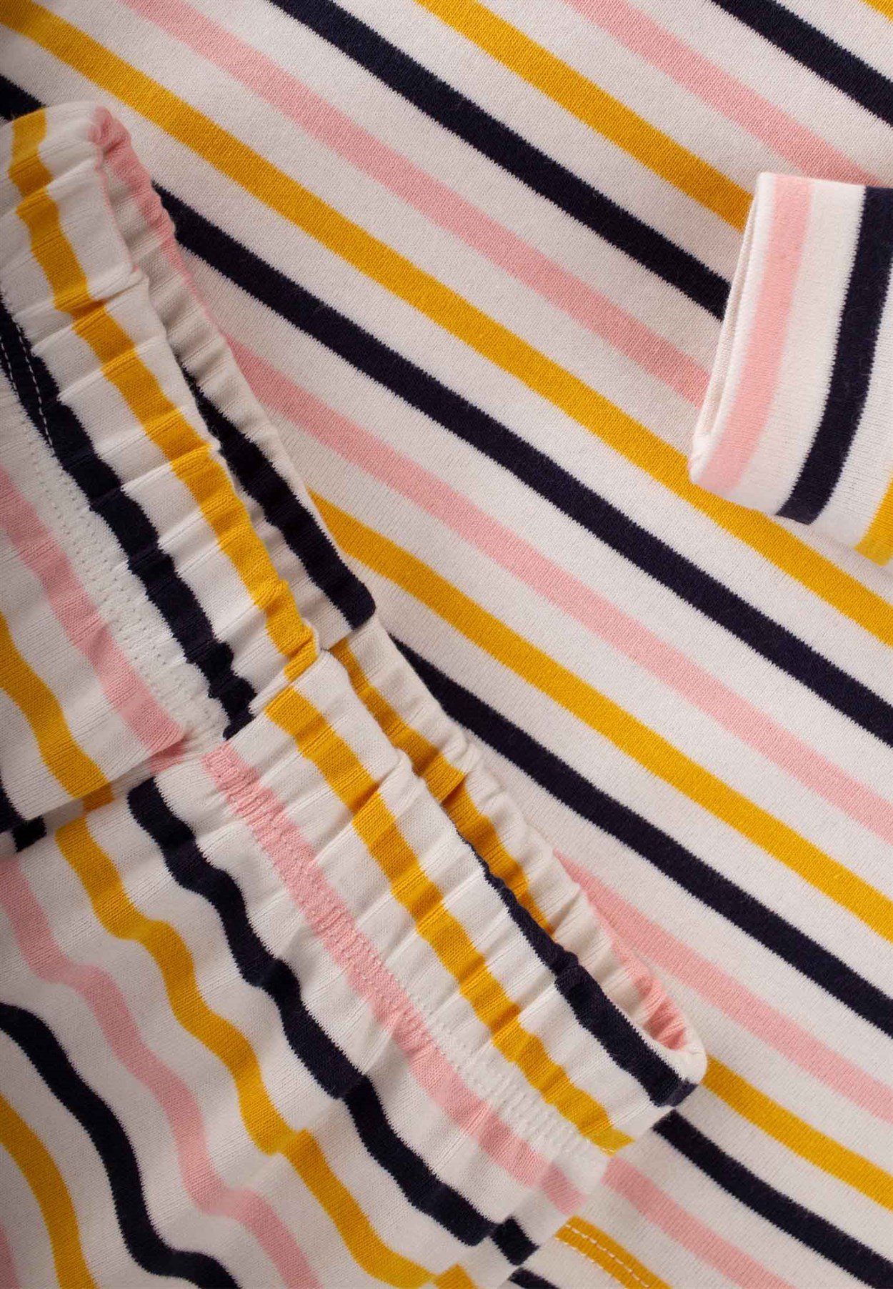 CigitDesenli Çizgili Pijama Takım 1-7 Yaş EKRU ÇİZGİLİ