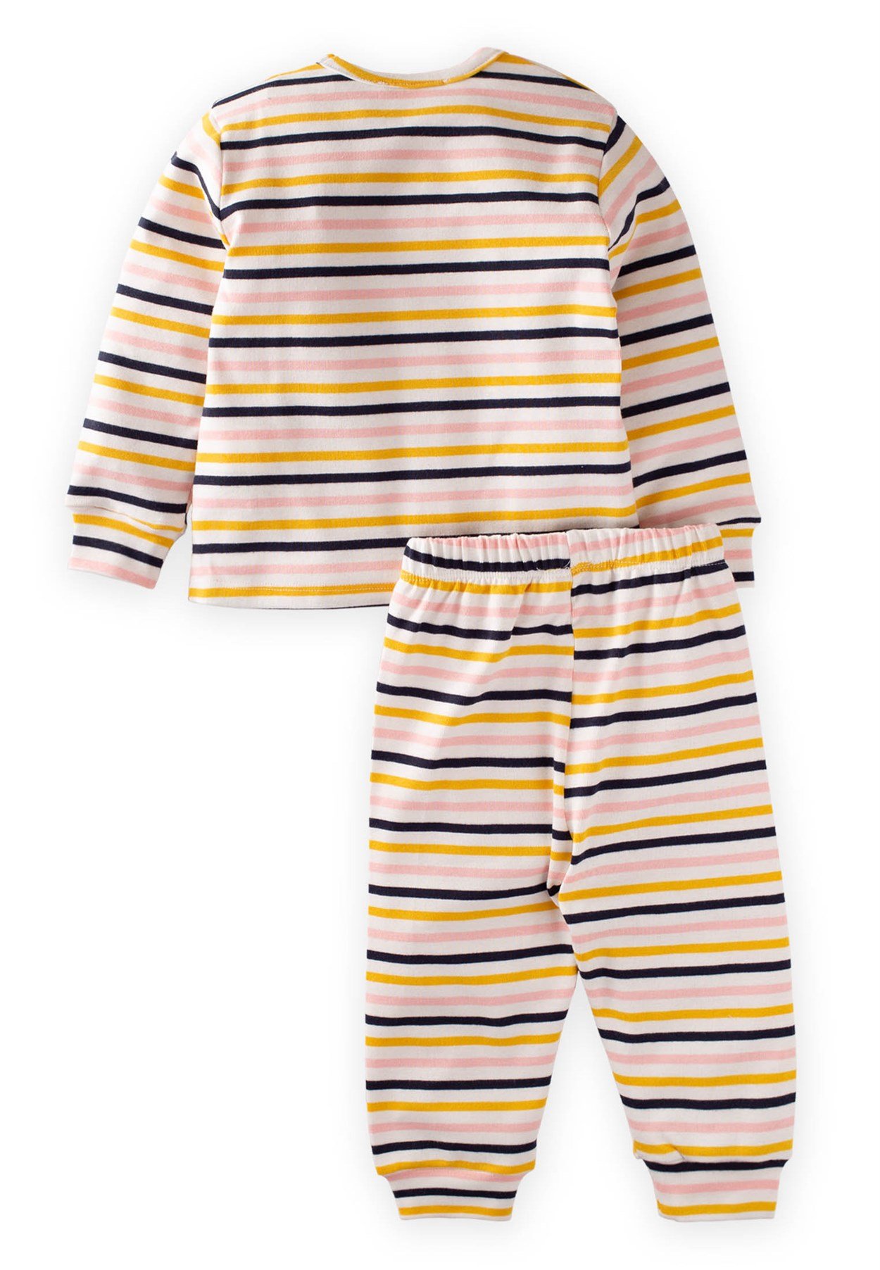 CigitDesenli Çizgili Pijama Takım 1-7 Yaş EKRU ÇİZGİLİ