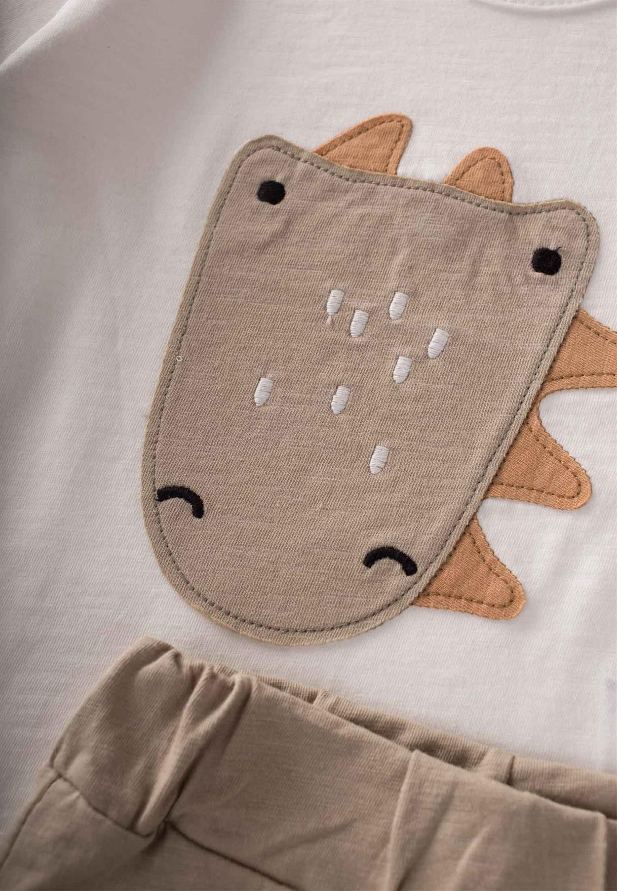 CigitTimsah Aplikeli Pijama Takım 1-6 Yaş EKRU