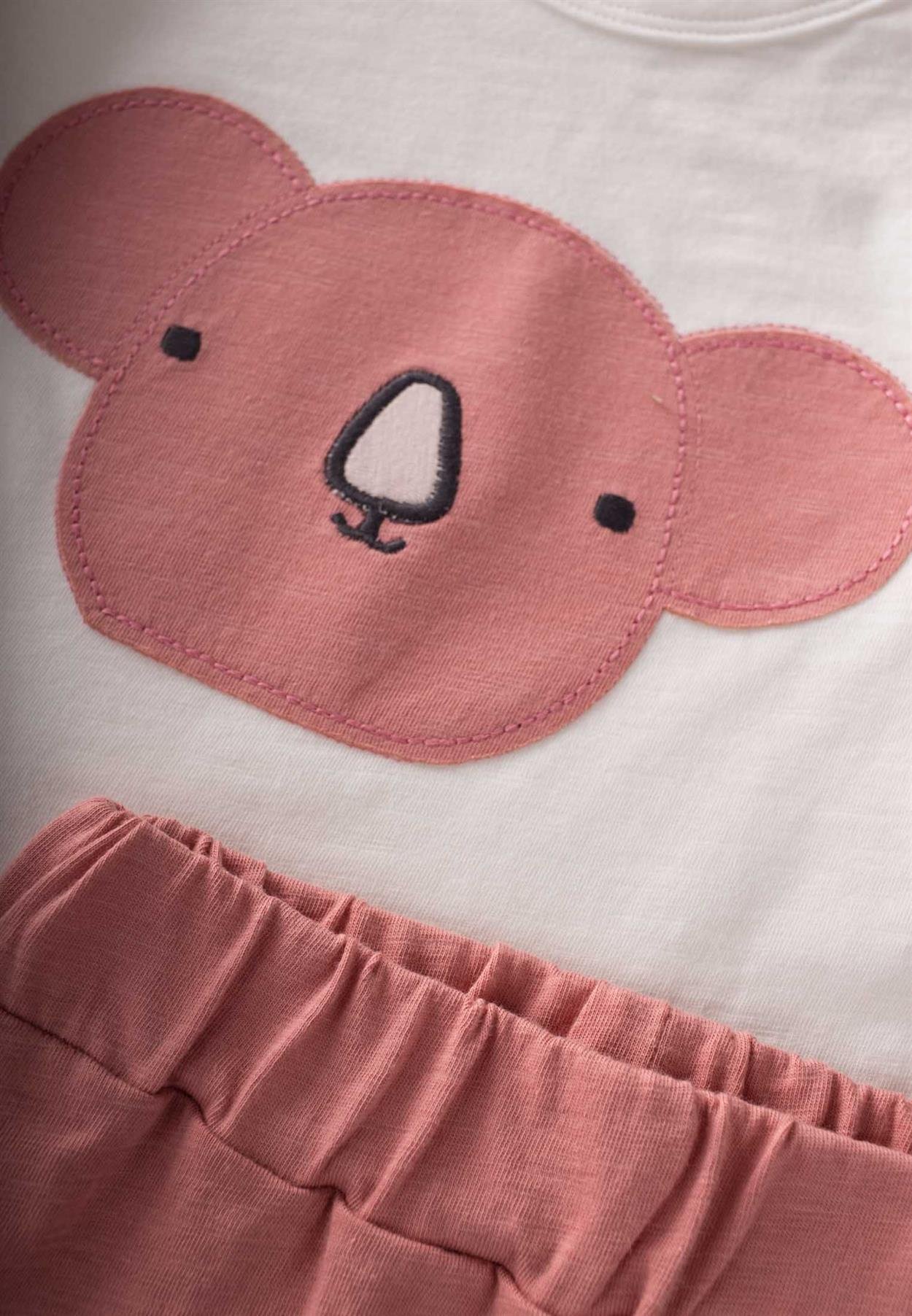 CigitKoala Aplikeli Pijama Takım 1-6 Yaş EKRU