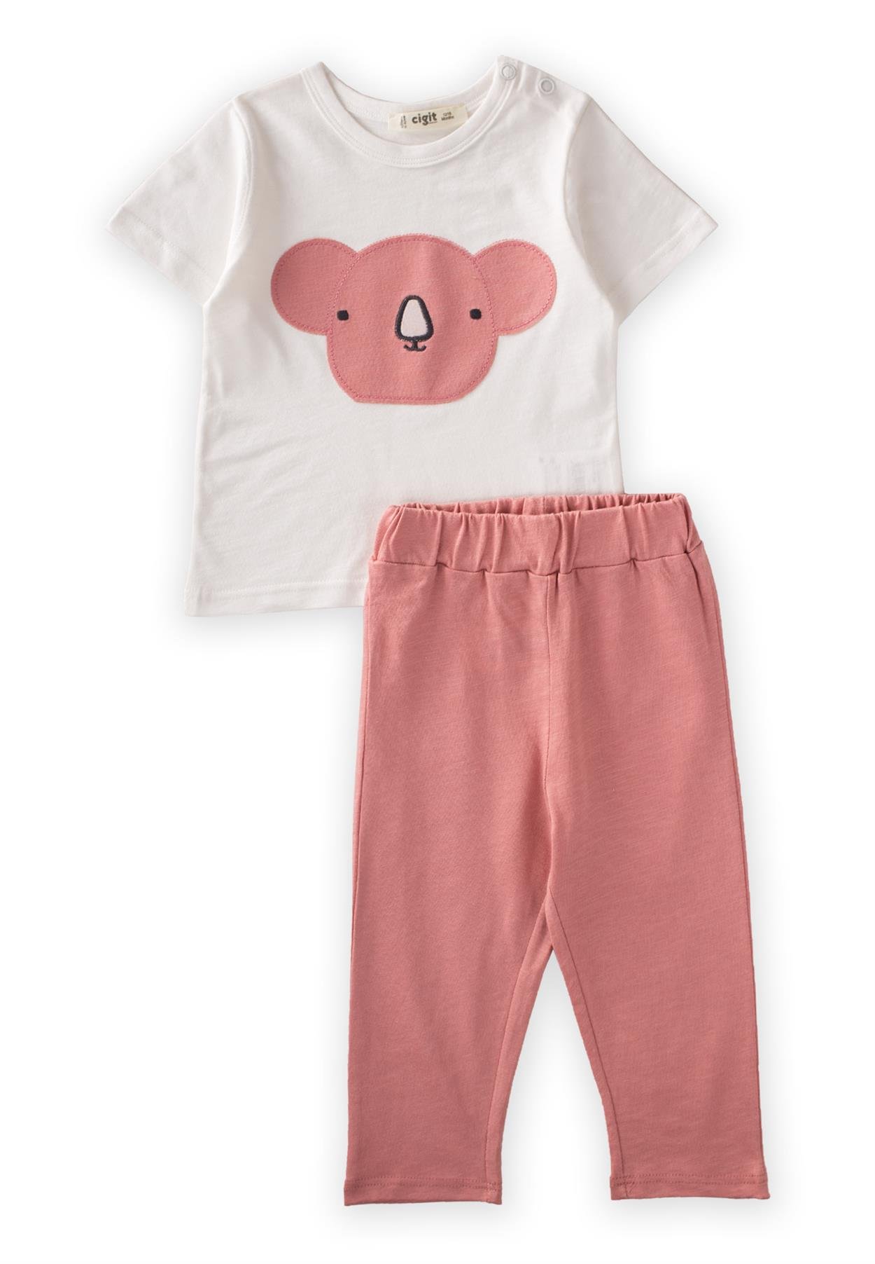 CigitKoala Aplikeli Pijama Takım 1-6 Yaş EKRU