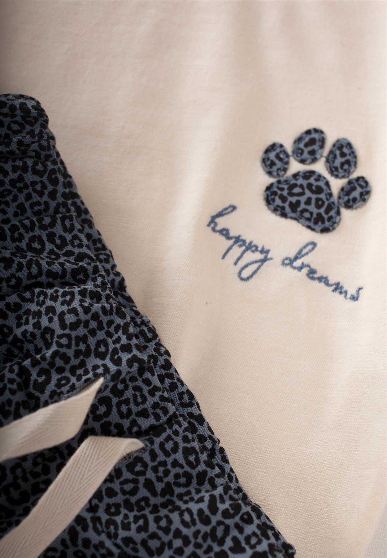 CigitPati Aplikeli Şortlu Pijama Takım 2-7 Yaş KUM