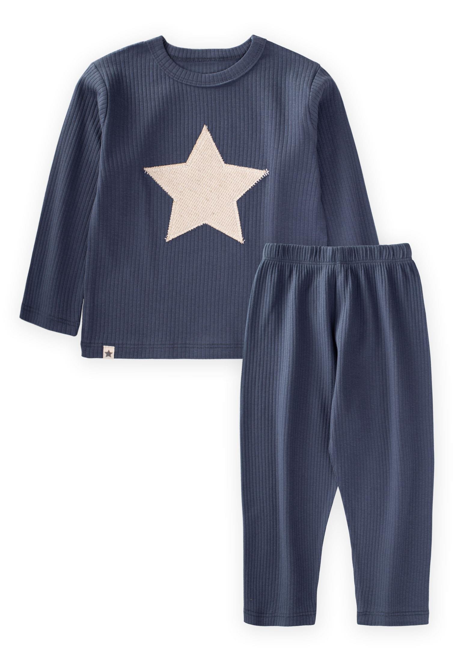 CigitYıldız Aplikeli Pijama Takım 1-8 Yaş LACİVERT