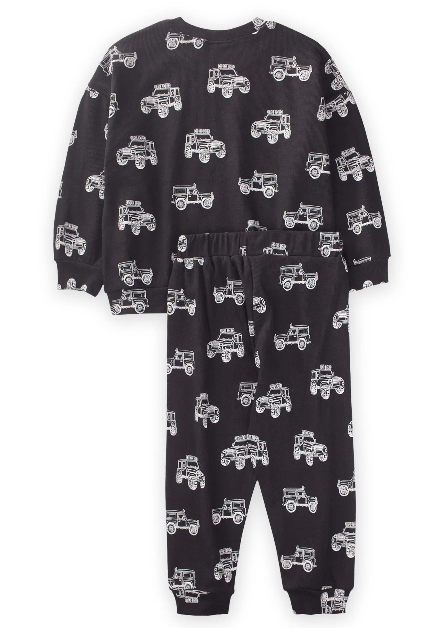 CigitJeep Desenli Pijama Takım 3-8 Yaş SİYAH