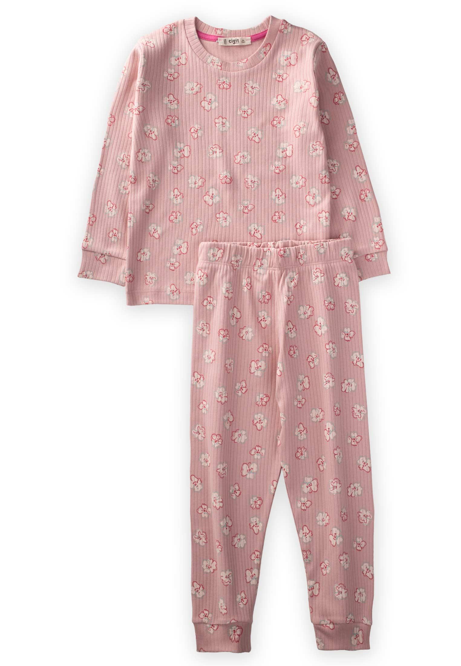 CigitDesnli Pijama Takım 3-8 Yaş PUDRA PEMBE