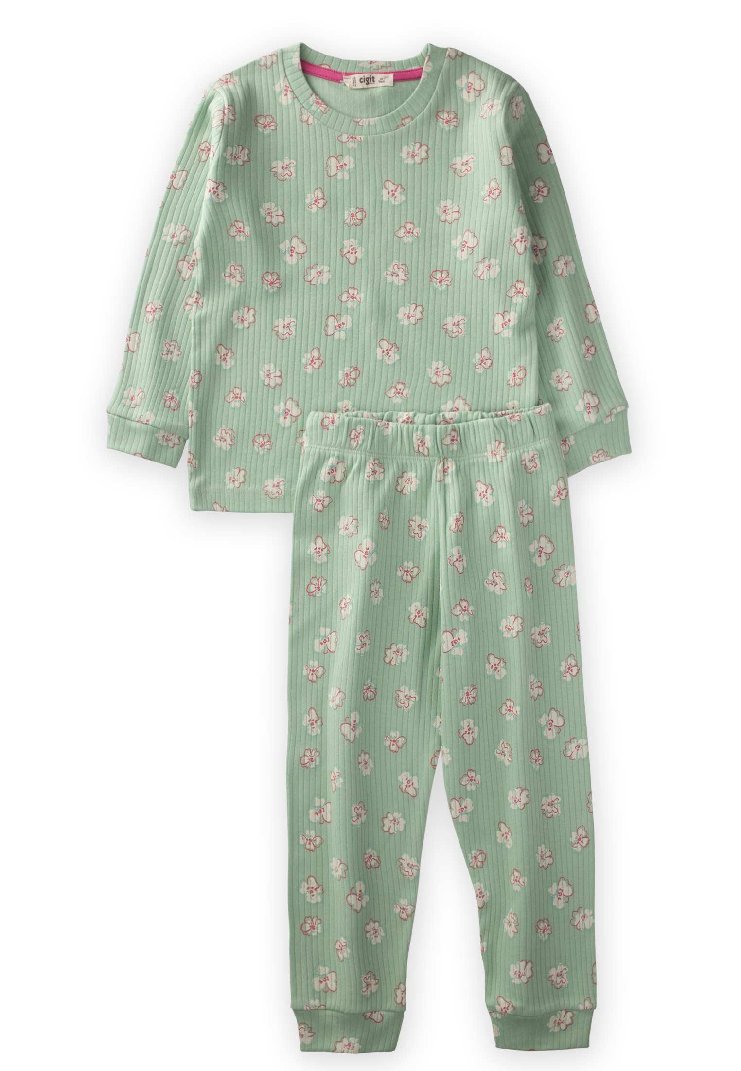 CigitDesnli Pijama Takım 3-8 Yaş YEŞİL
