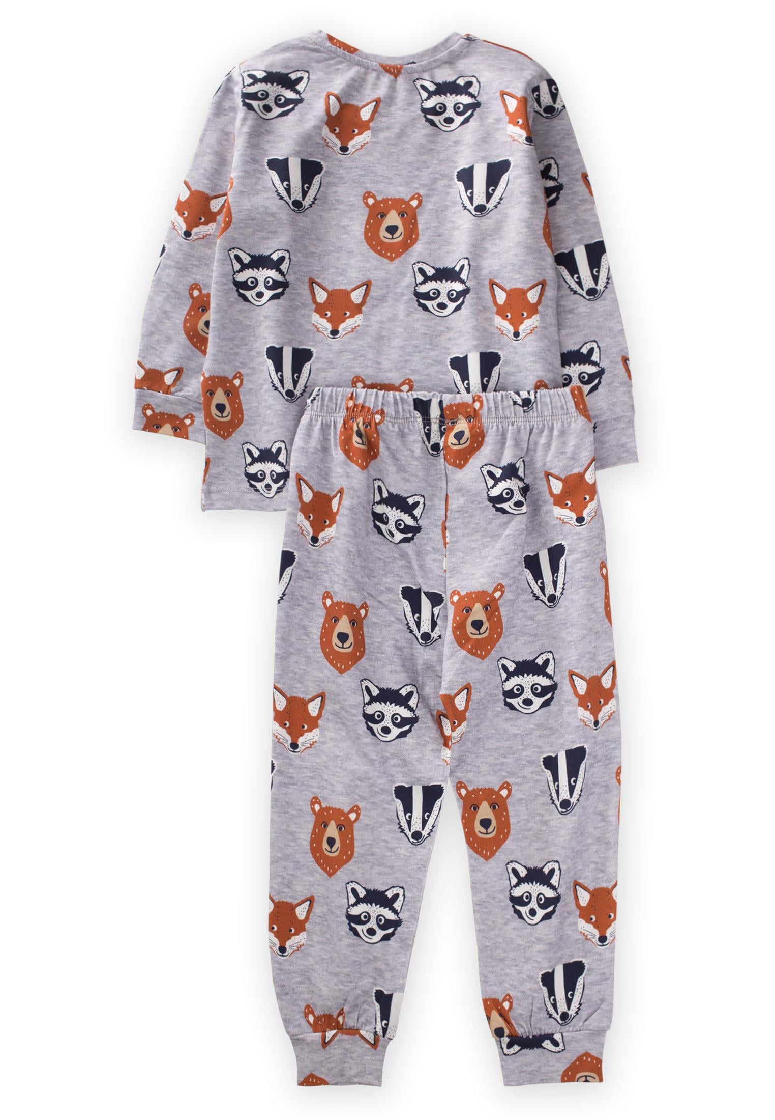CigitBaskılı Desenli Pijama Takım 2-7 Yaş GRİ MELANJ