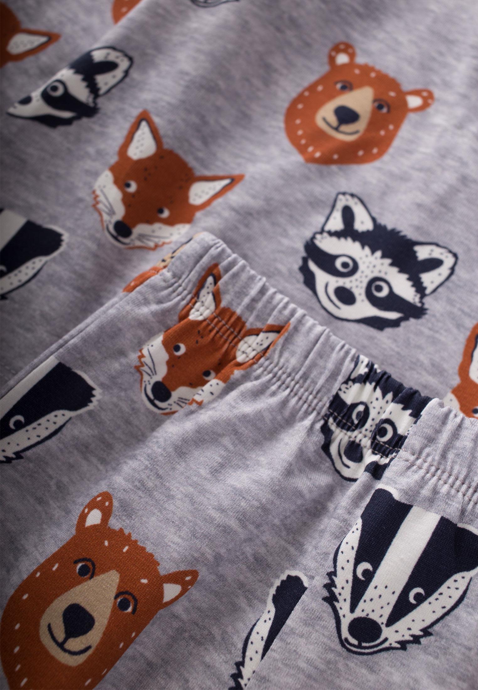 CigitBaskılı Desenli Pijama Takım 2-7 Yaş GRİ MELANJ