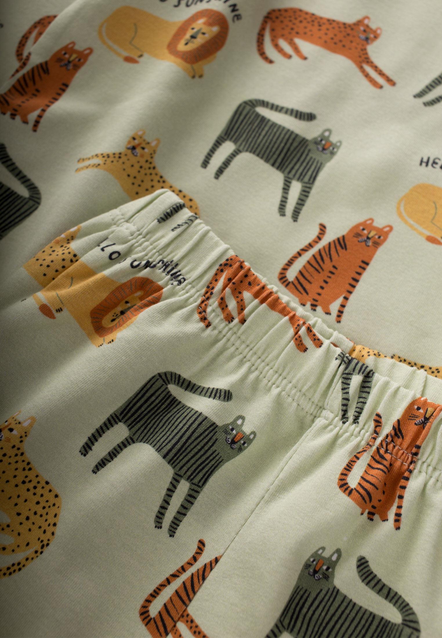 CigitBaskılı Desenli Pijama Takım 2-7 Yaş FISTIK YEŞİLİ