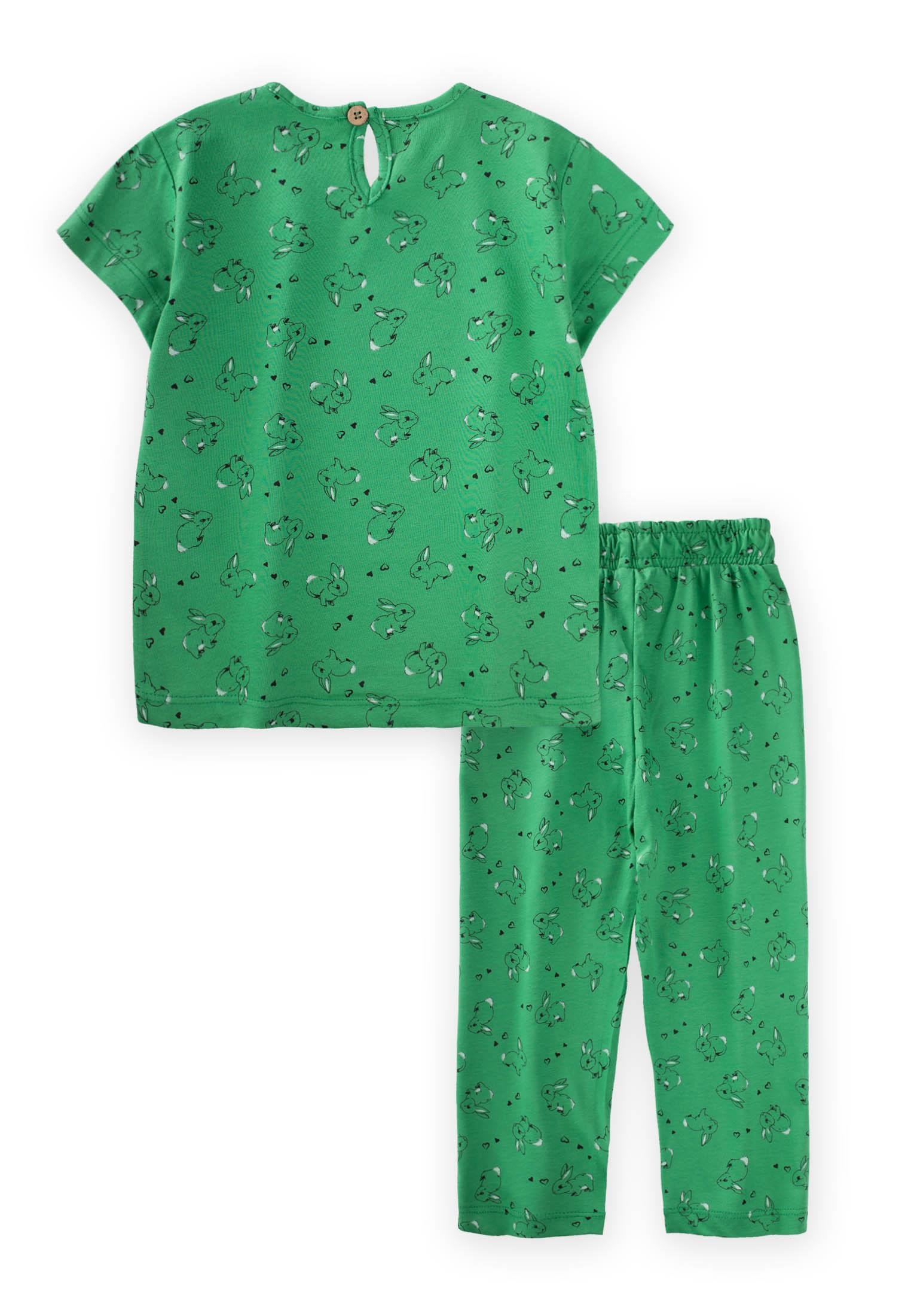 CigitTavşan Baskılı Pijama Takım 1-6 Yaş YEŞİL