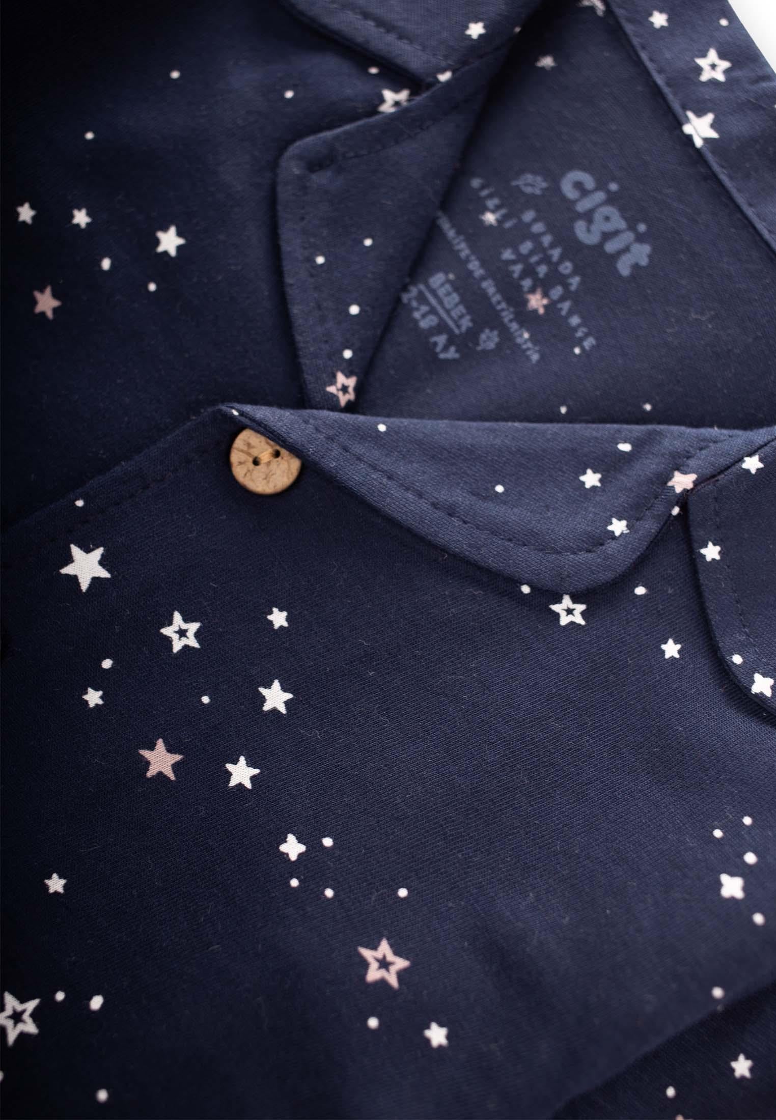 CigitYıldız Desenli Pijama Takım 1-8 Yaş LACİVERT