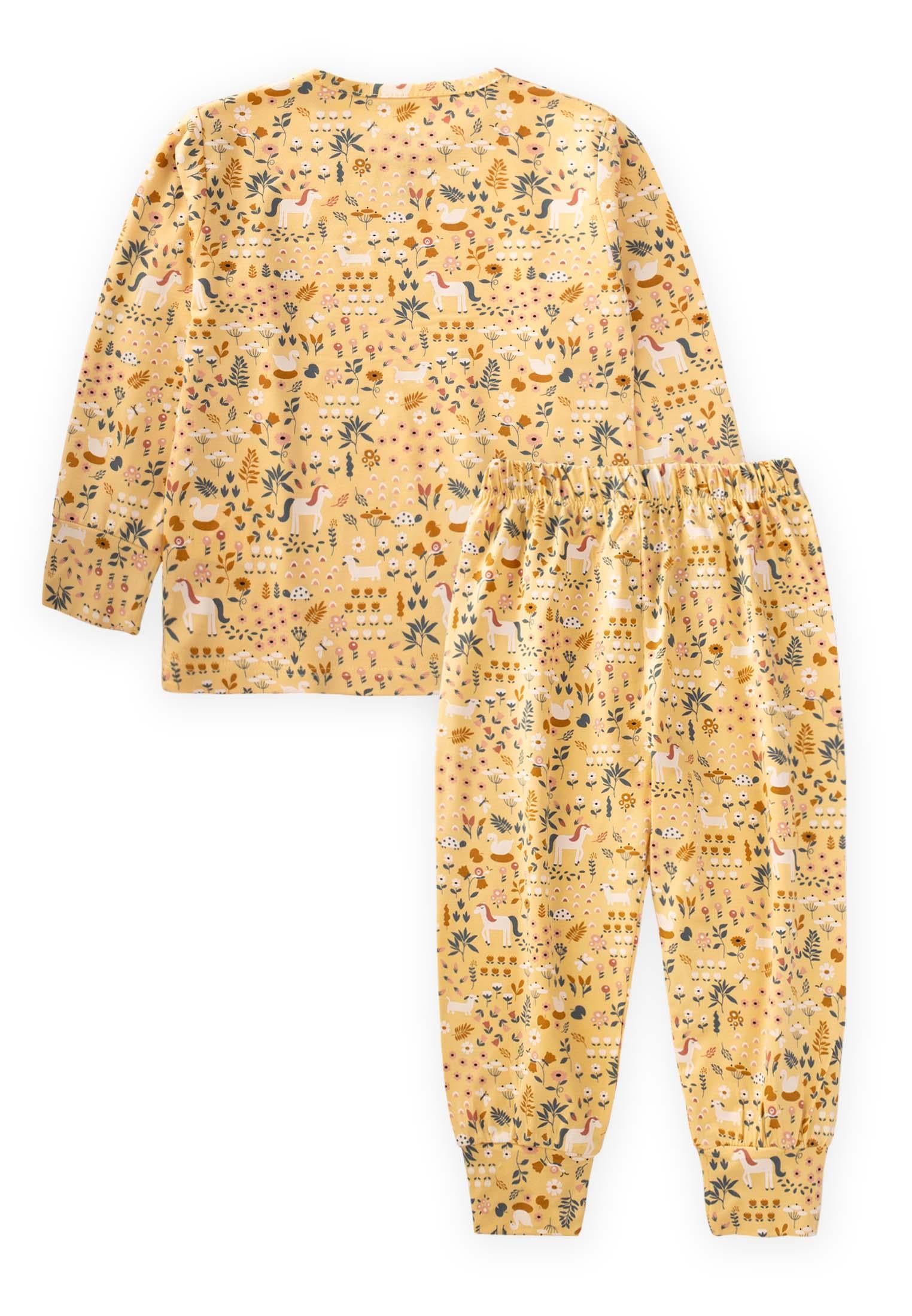 CigitDesenli Mevsimlik Pijama Takım 1-7 Yaş SARI