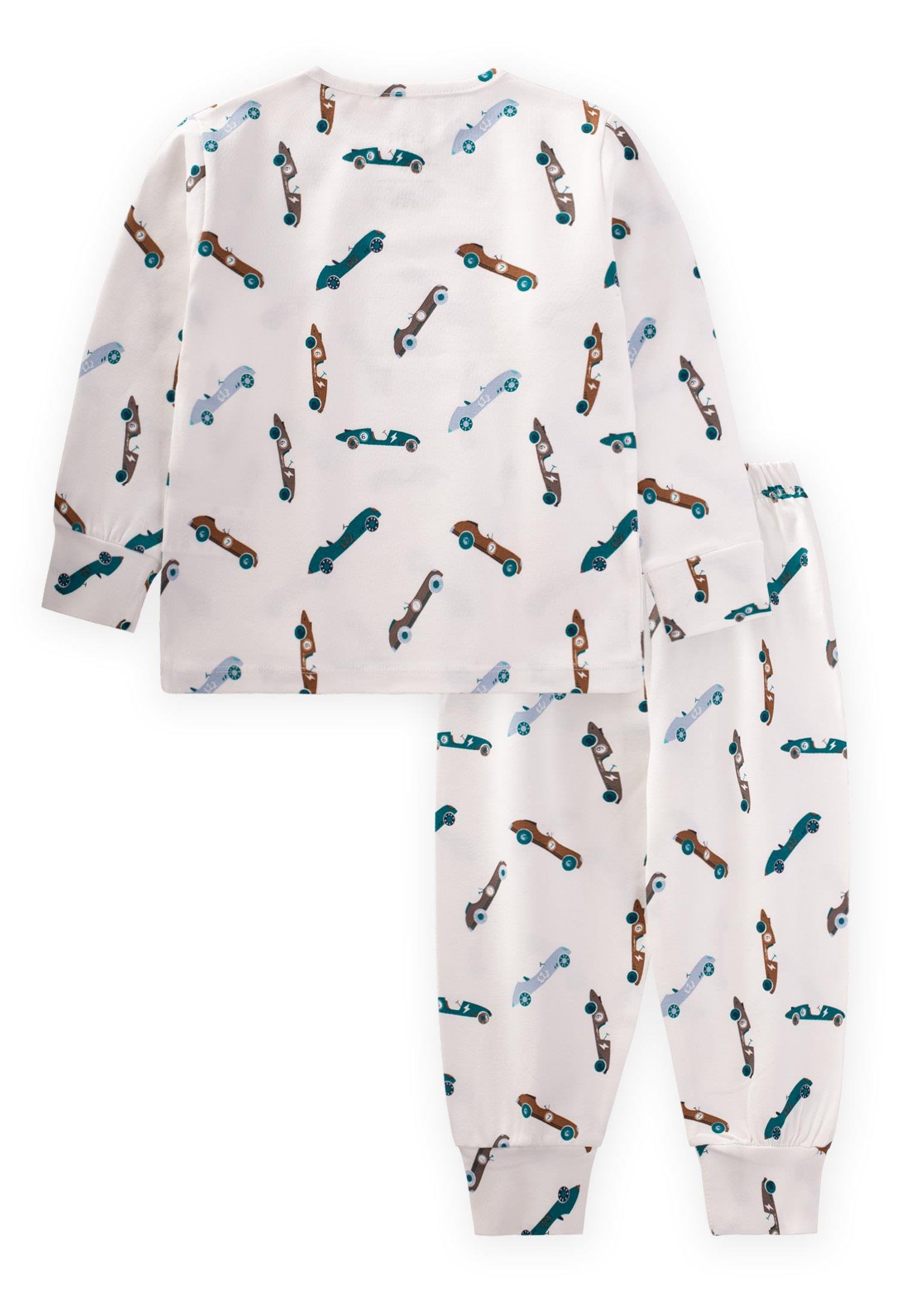 CigitDesenli Mevsimlik Pijama Takım 1-7 Yaş KIRIK BEYAZ