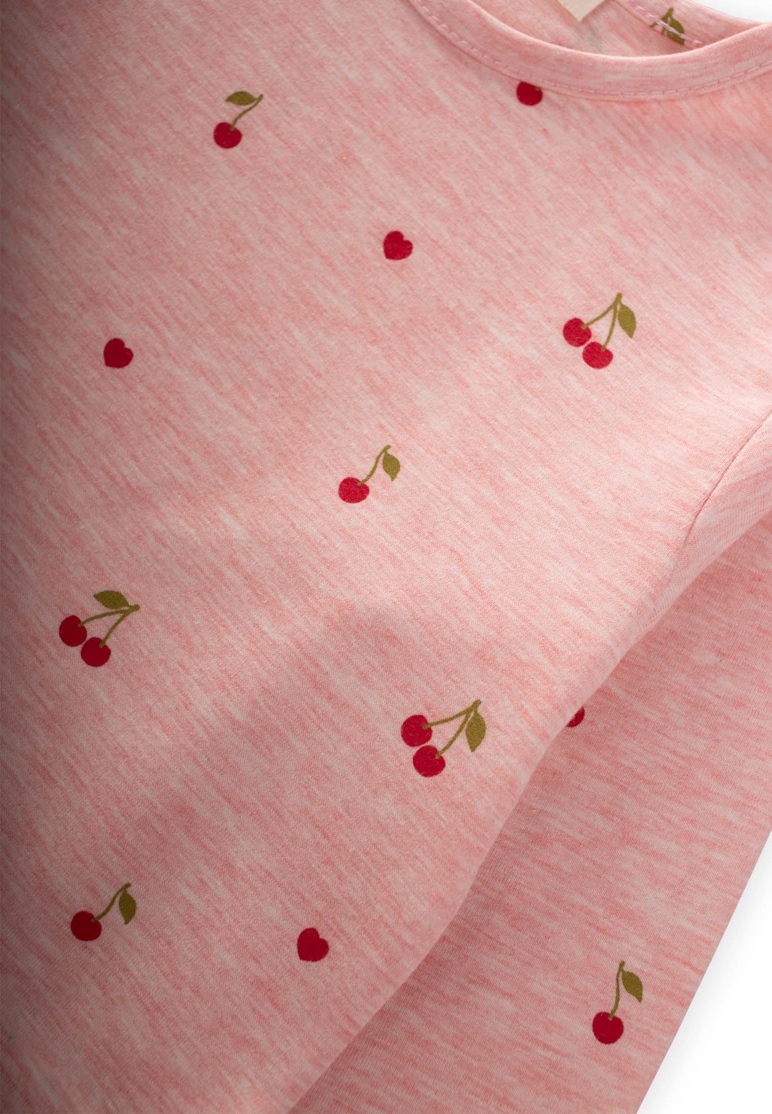 CigitDesenli Mevsimlik Pijama Takım 1-7 Yaş KİRAZ DESEN