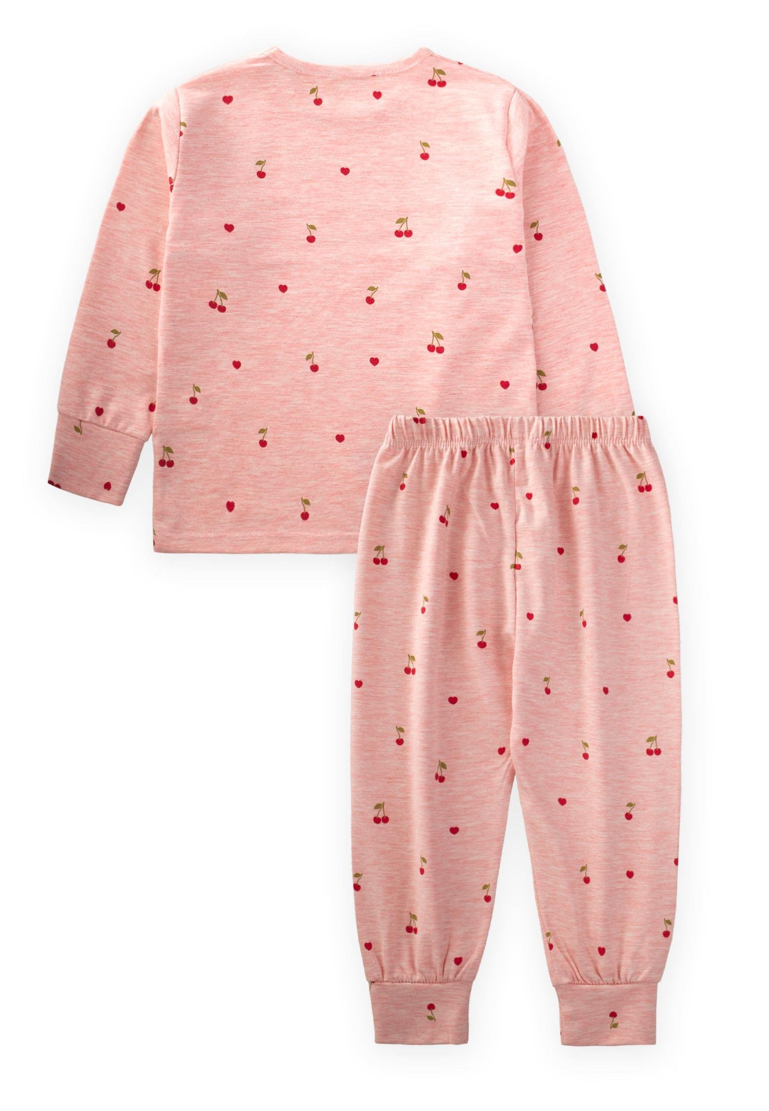 CigitDesenli Mevsimlik Pijama Takım 1-7 Yaş KİRAZ DESEN