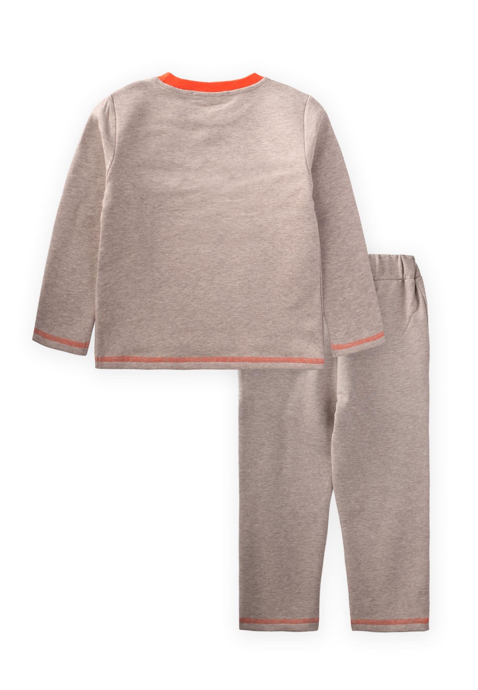 CigitBaskılı Karyoka Detaylı Pijama Takım 1-6 Yaş GRİ MELANJ