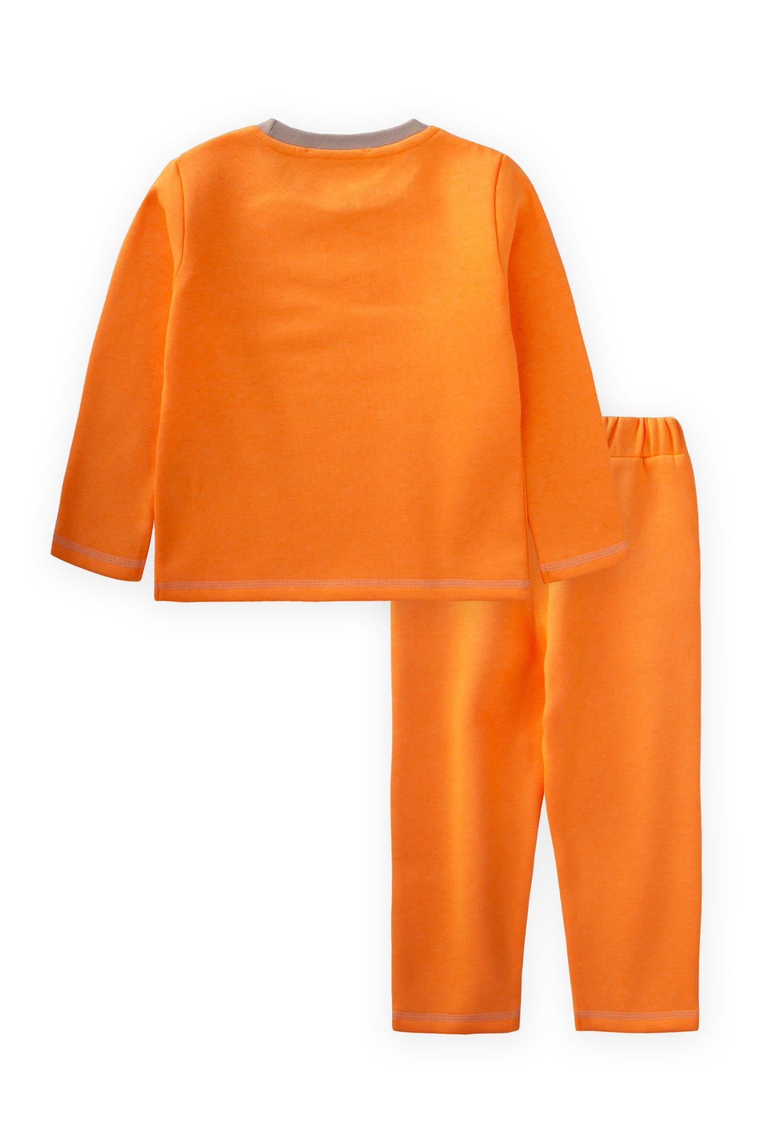 CigitBaskılı Karyoka Detaylı Pijama Takım 1-6 Yaş TURUNCU