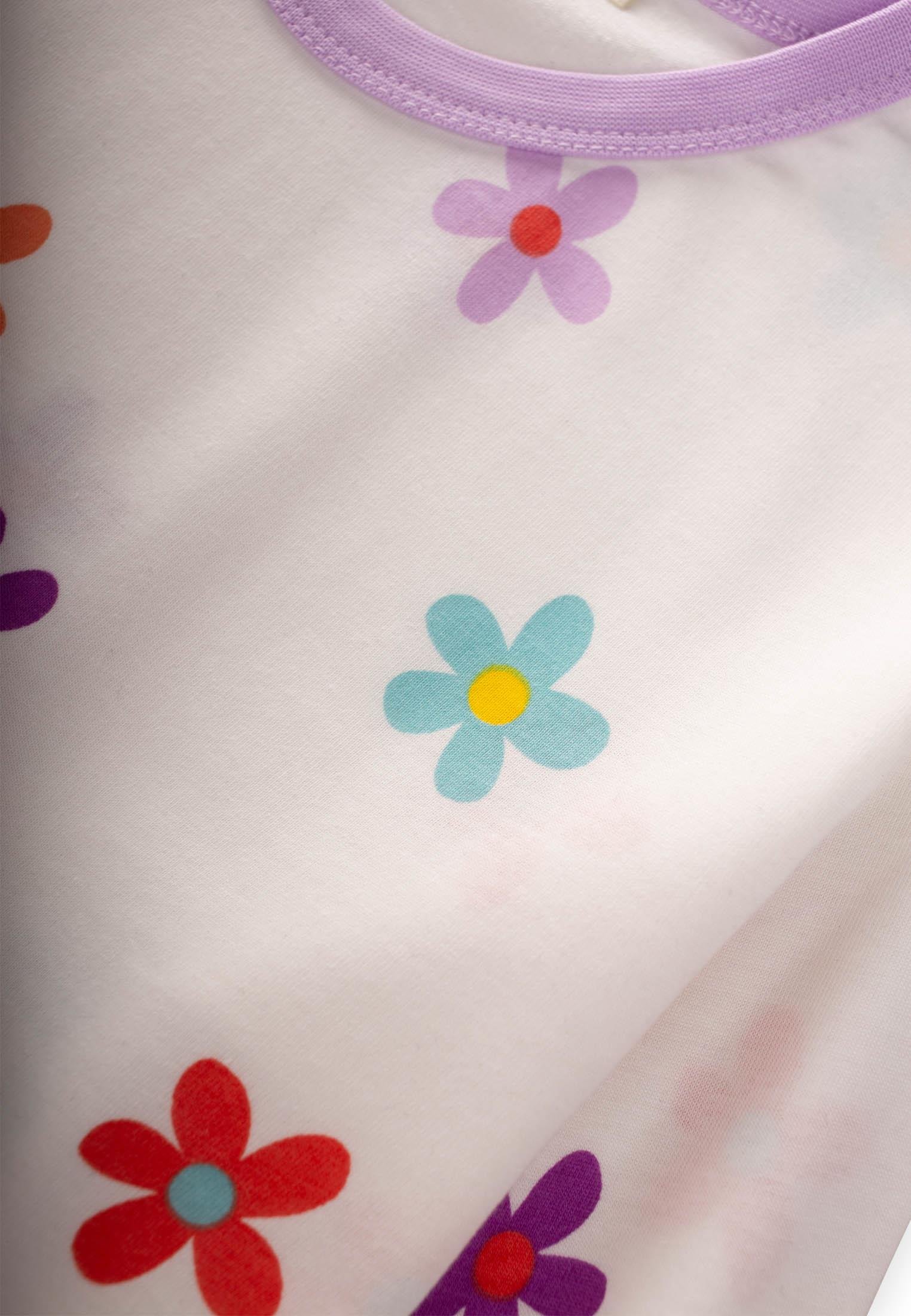 CigitDesenli Biye Detaylı Pijama Takım3-8 Yaş LİLA BİYELİ