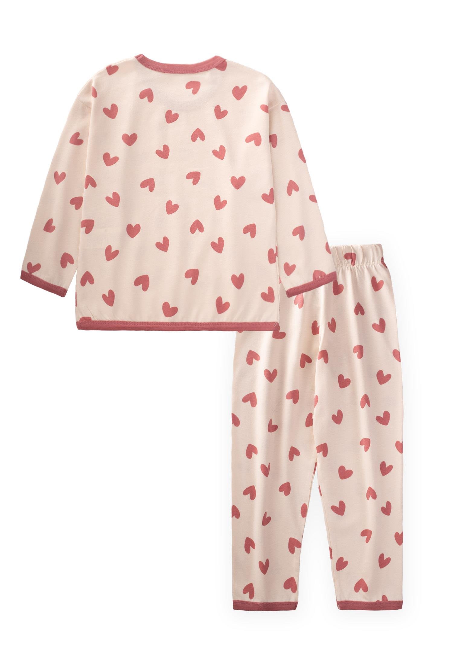 CigitDesenli Biye Detaylı Pijama Takım3-8 Yaş K PEMBE BİYELİ
