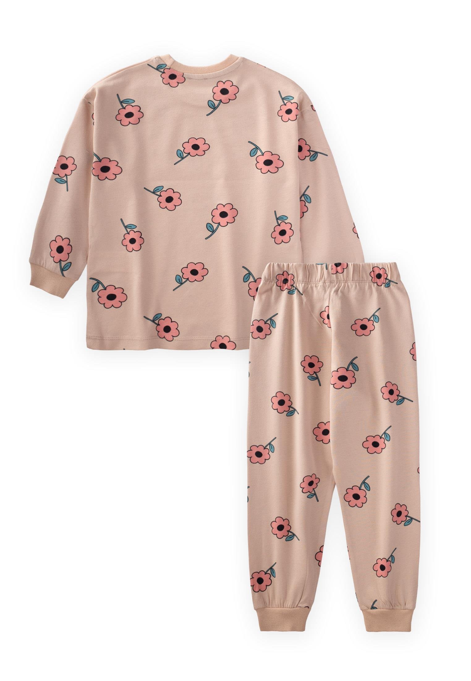 CigitDesenli Mevsimlik Pijama Takım 3-8 Yaş PUDRA PEMBE