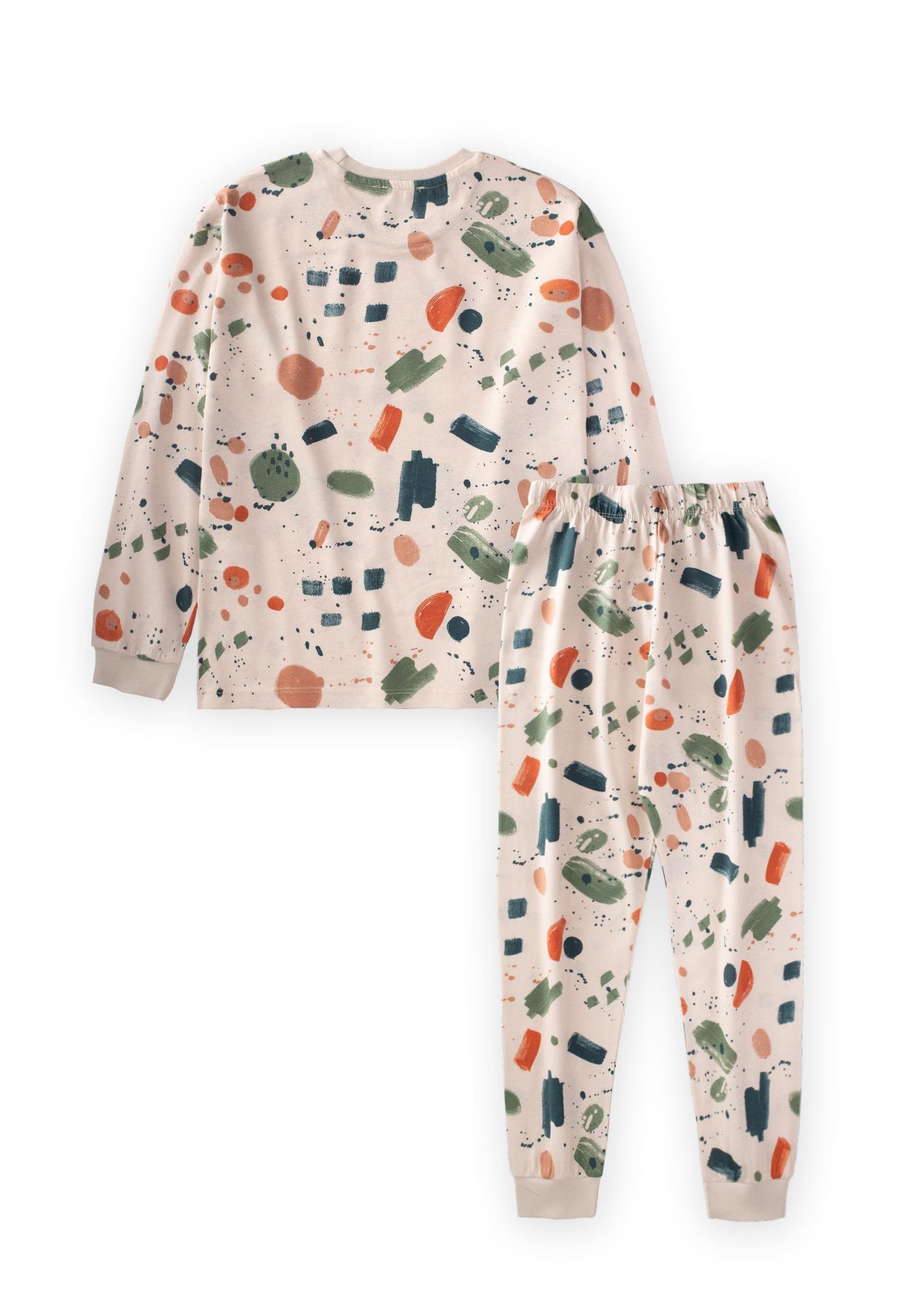 CigitBoya Desenli Pijama Takım 8-13 Yaş BEJ