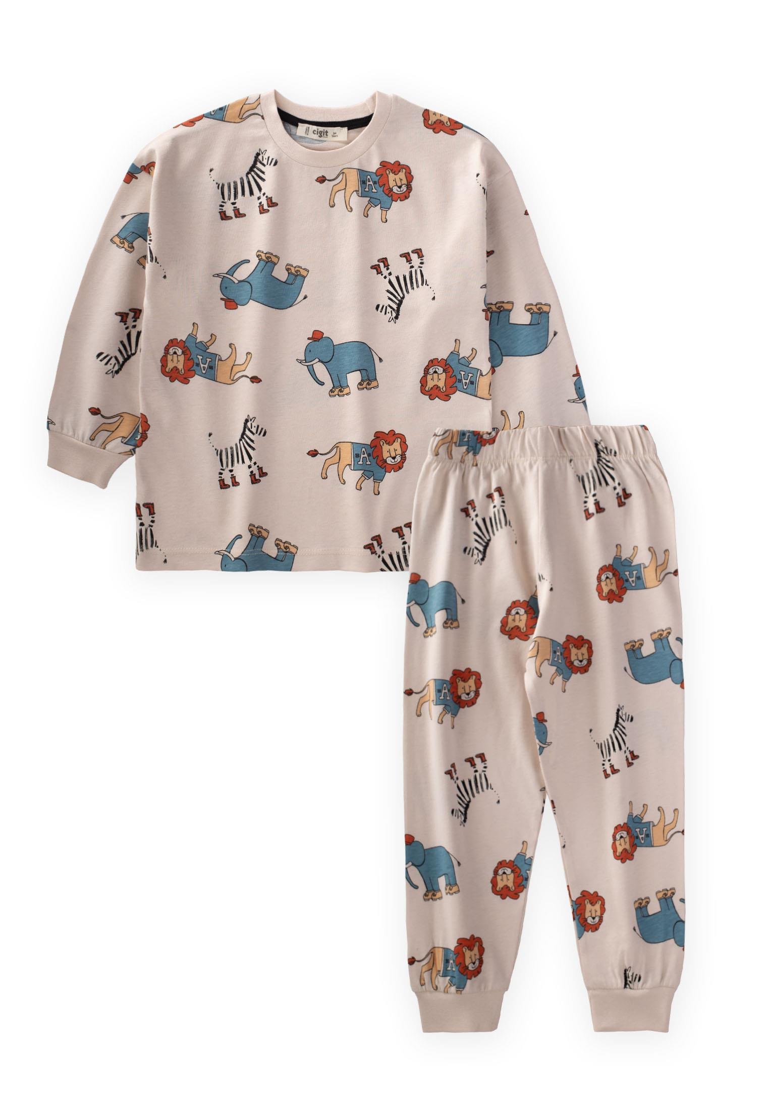 CigitDesenli Pijama Takım 3-12 Yaş TAŞ