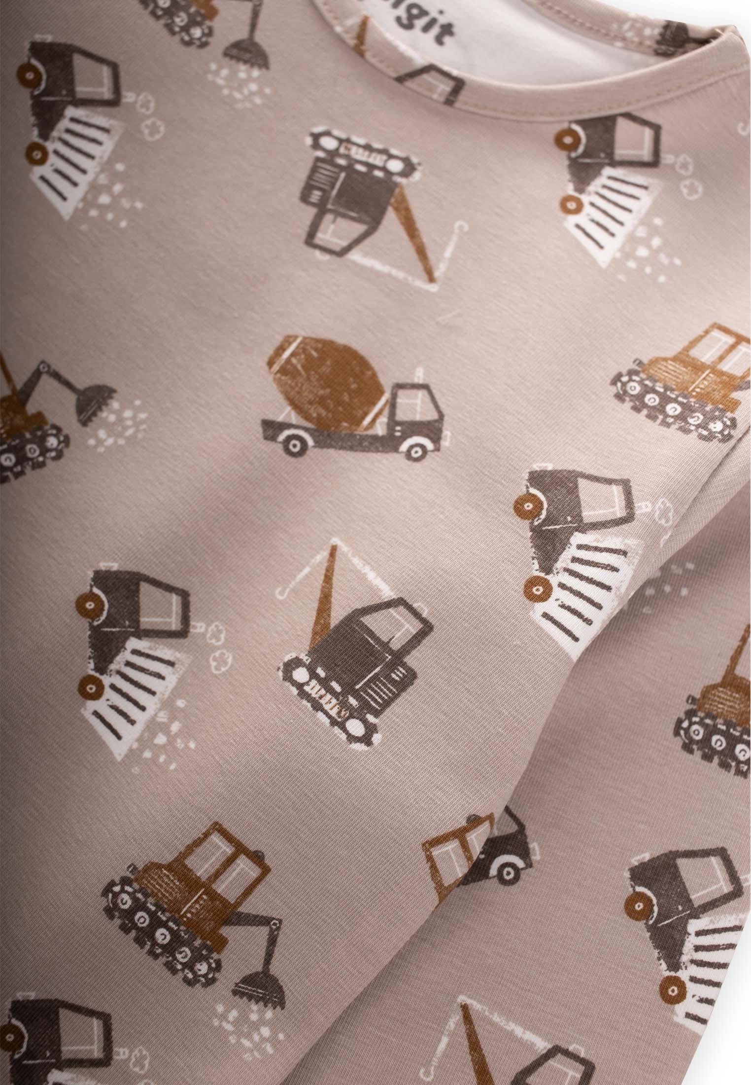 CigitManşetli Desenli Mevsimlik Pijama Takım 1-7 Yaş VİZON