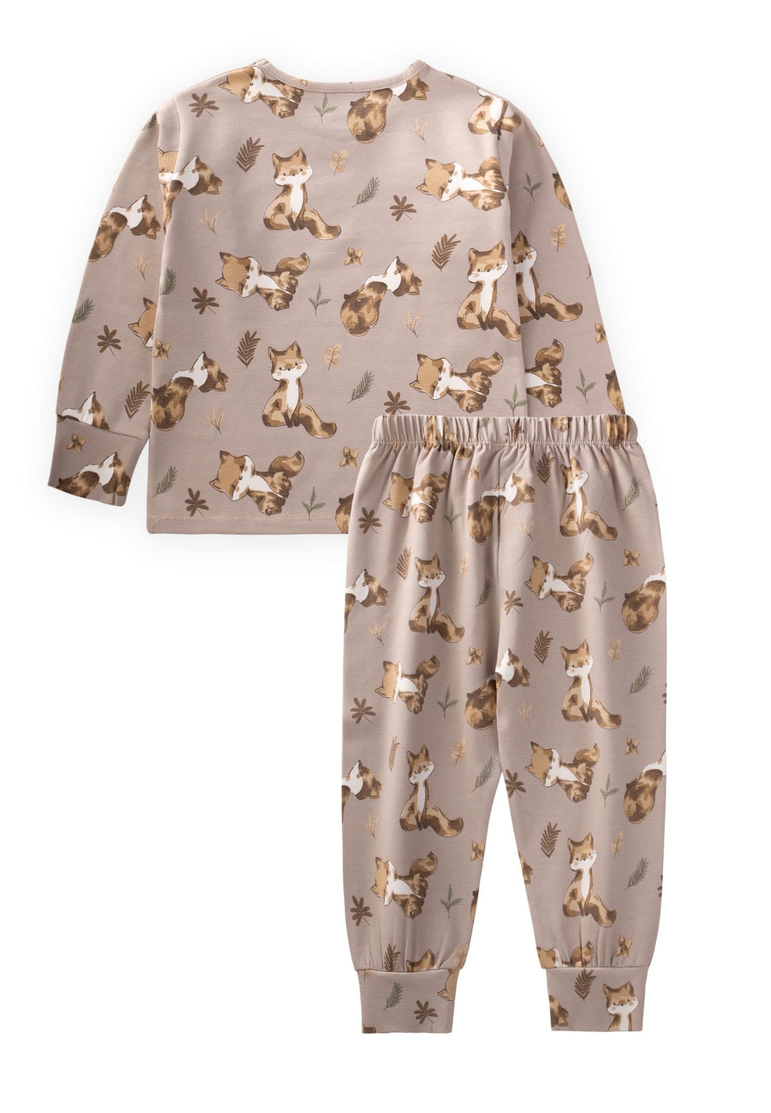 CigitManşetli Desenli Mevsimlik Pijama Takım 1-7 Yaş TİLKİ DESEN