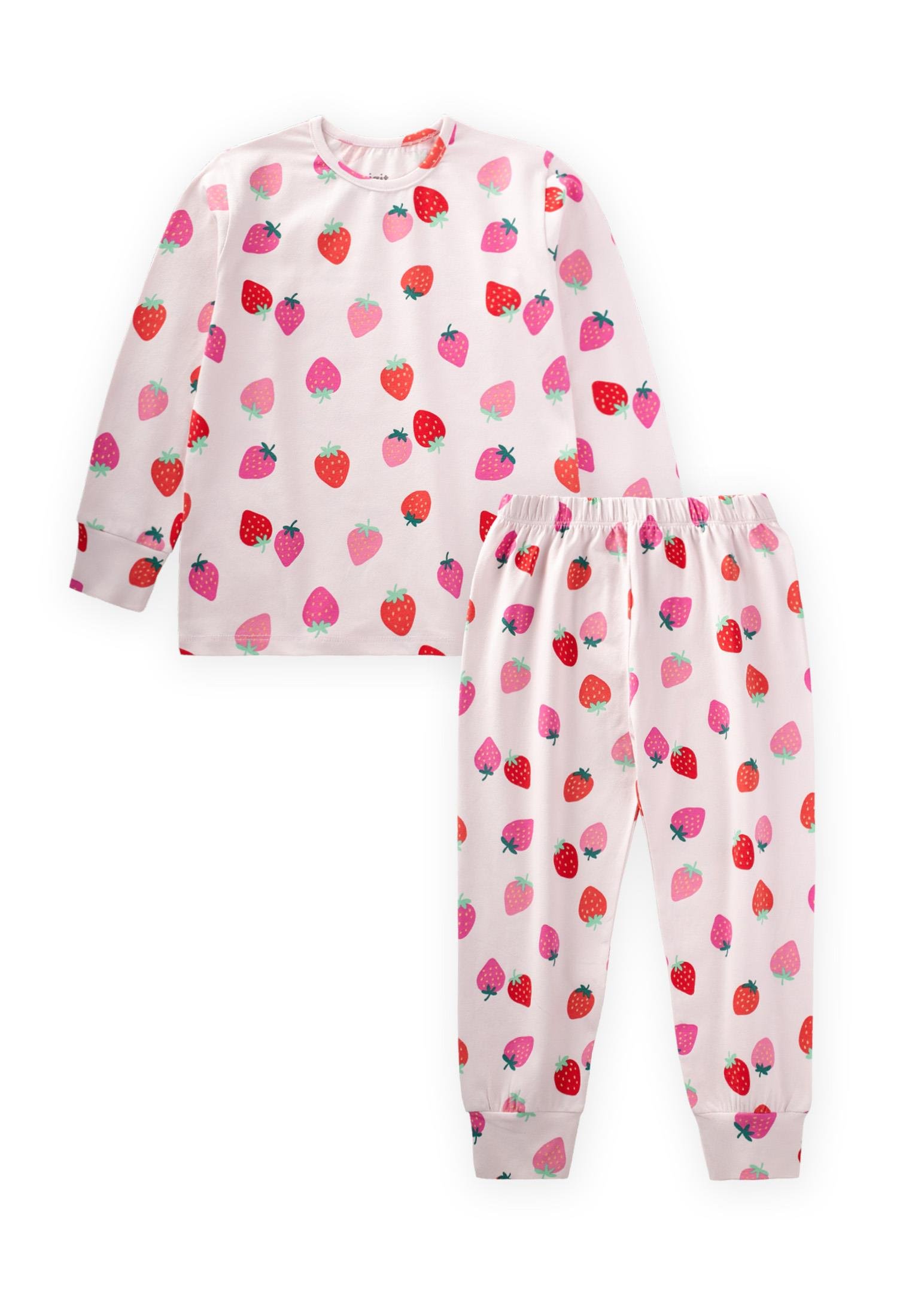 CigitÇilek Desenli Mevsimlik Pijama Takım 3-8 Yaş PUDRA PEMBE