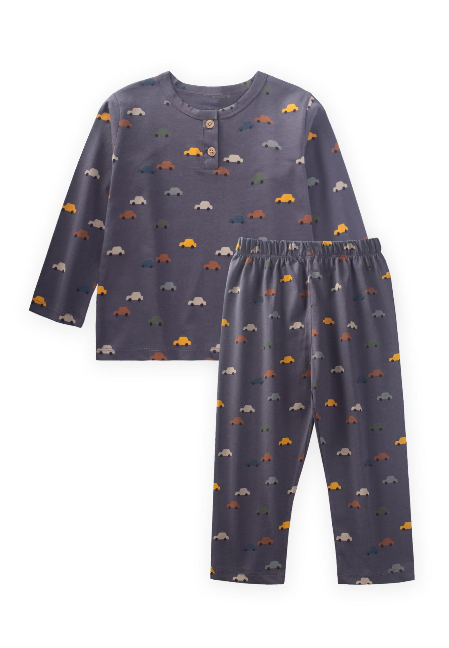 CigitDesenli Pijama Takım 1-7 Yaş GRİ